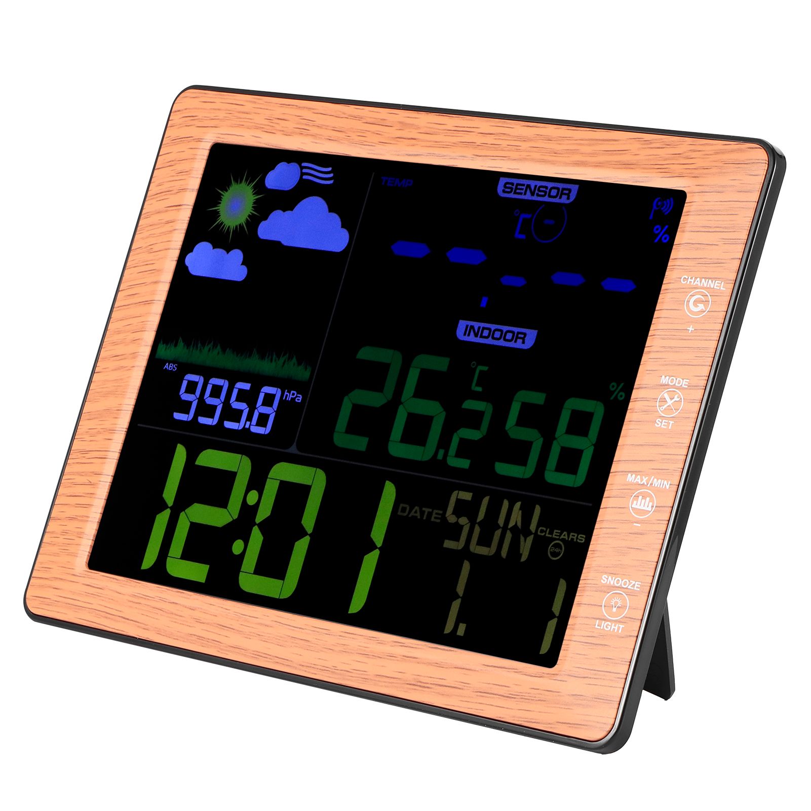 Wireless Weather Forecast Color Screen Alarm Clock Indoor Outdoor Sound view 4