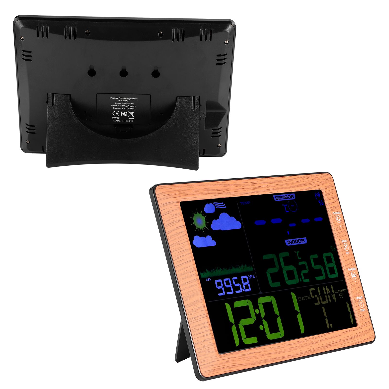 Wireless Weather Forecast Color Screen Alarm Clock Indoor Outdoor Sound view 7