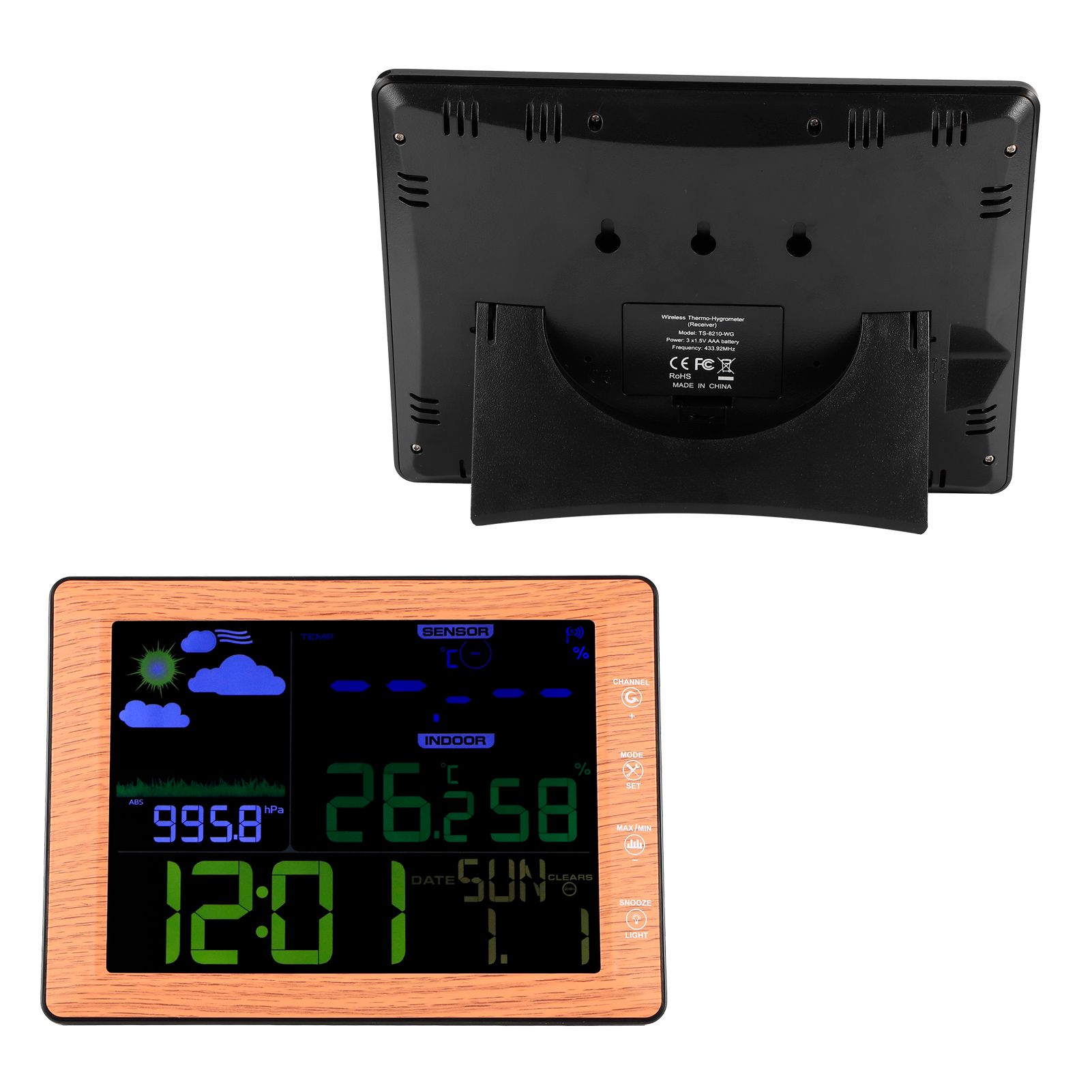 Wireless Weather Forecast Color Screen Alarm Clock Indoor Outdoor Sound view 8