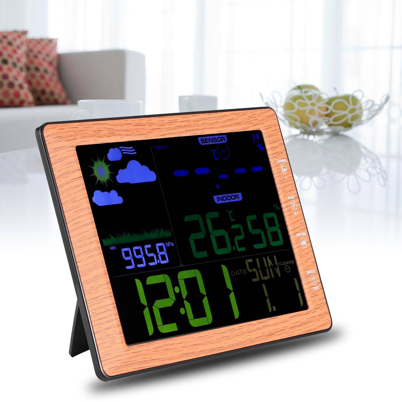 Wireless Weather Forecast Color Screen Alarm Clock Indoor Outdoor Sound view 9