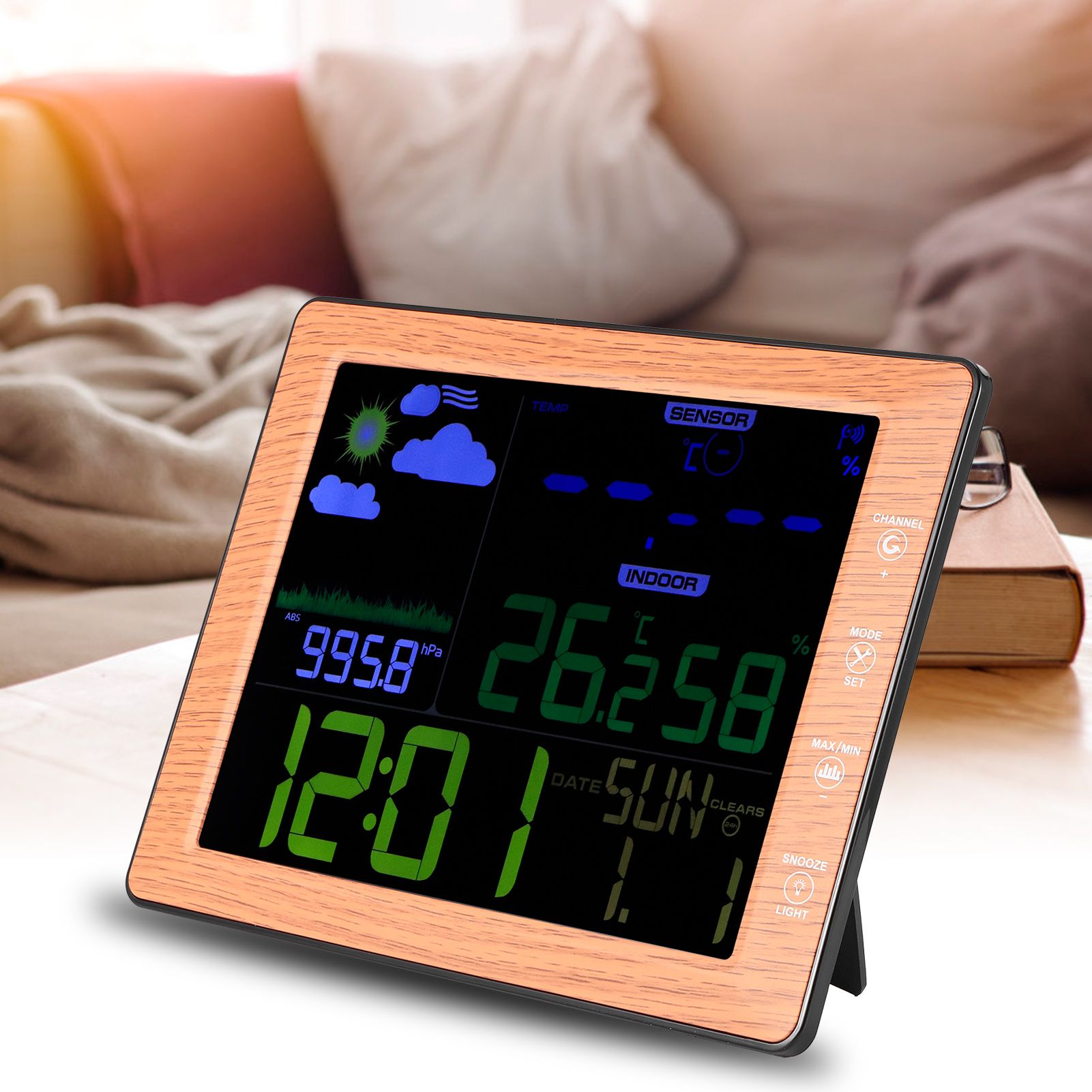Wireless Weather Forecast Color Screen Alarm Clock Indoor Outdoor Sound view 10
