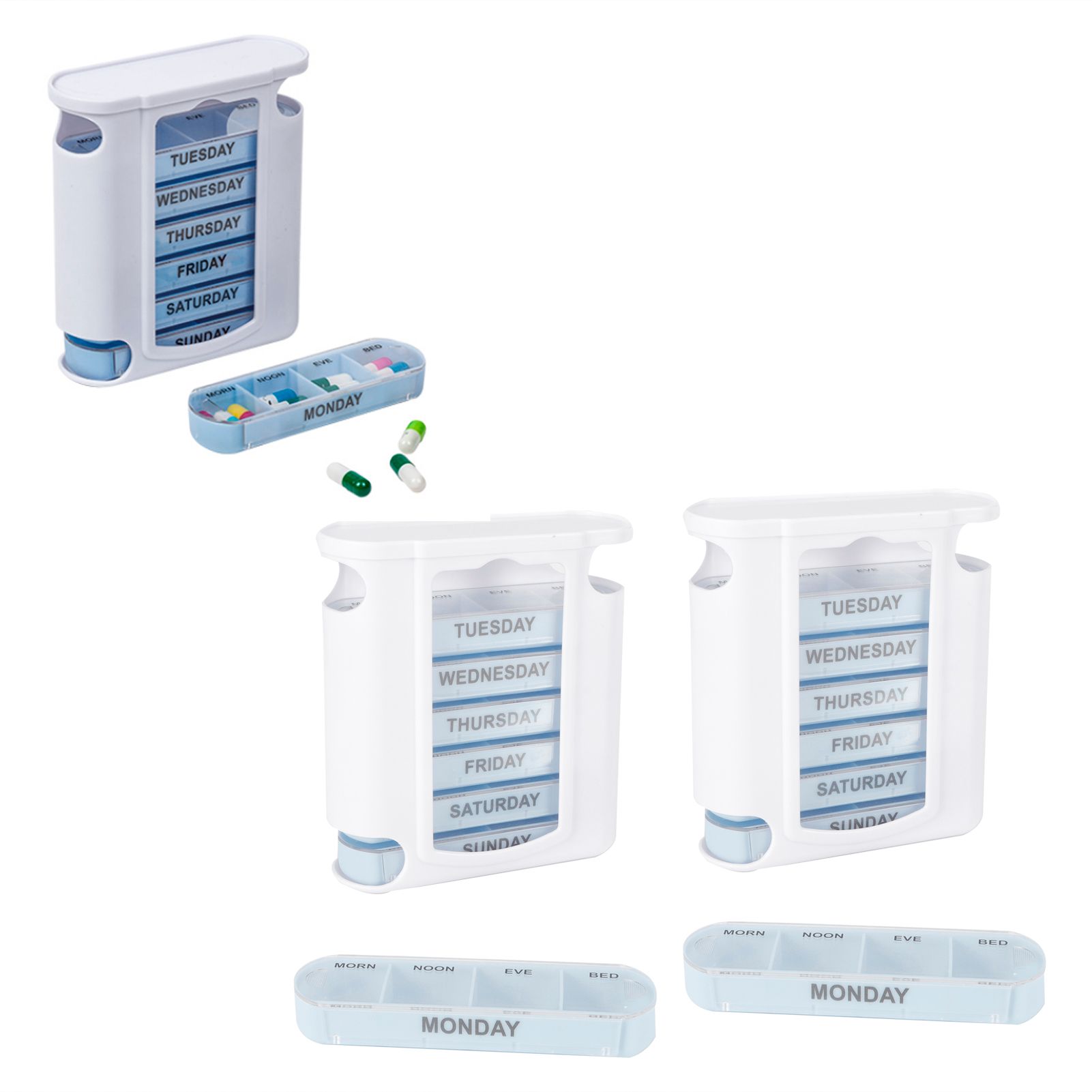 2Set Portable 28 Grids Medicine Storage Box Weekly Tablets Container for Home view 9