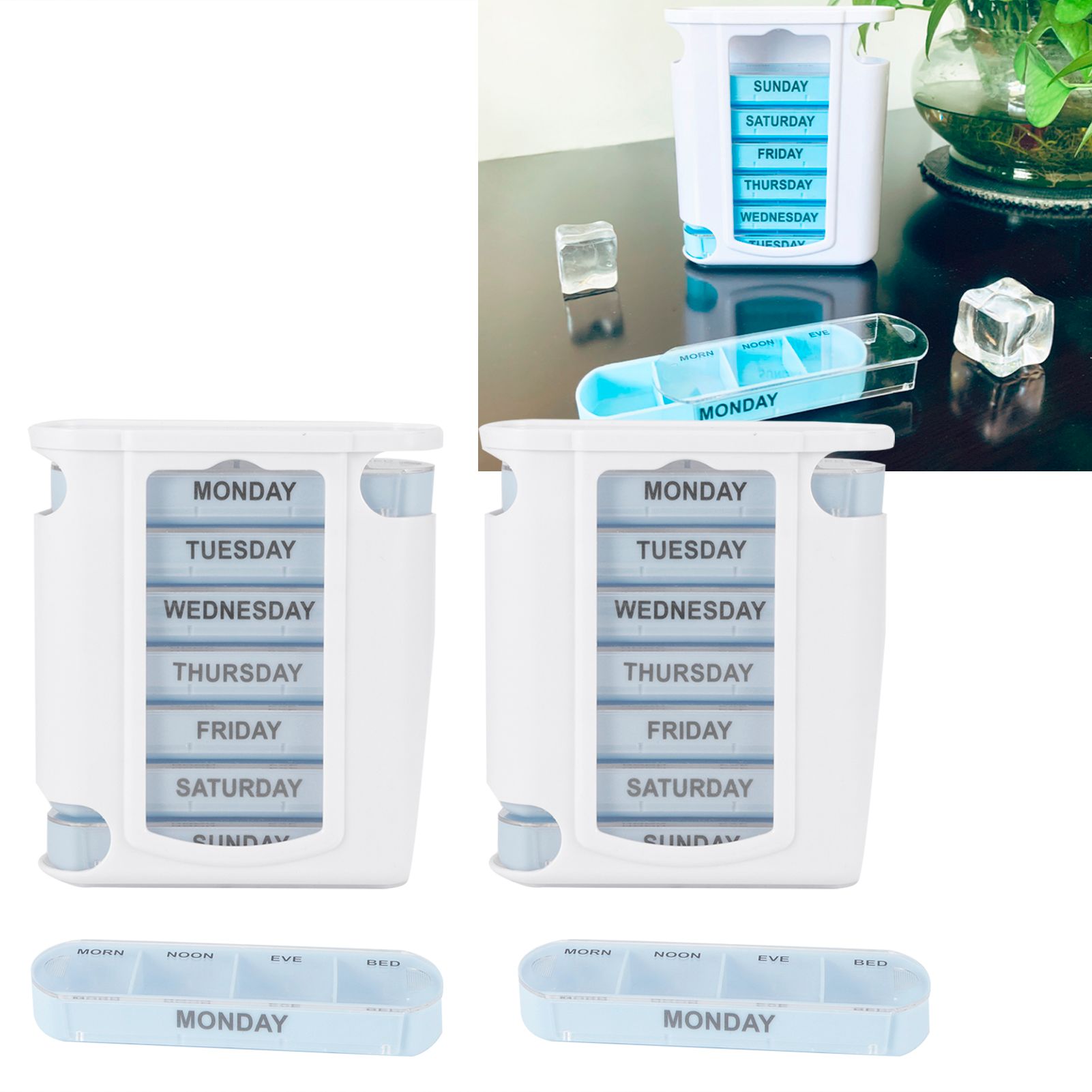 2Set Portable 28 Grids Medicine Storage Box Weekly Tablets Container for Home view 10