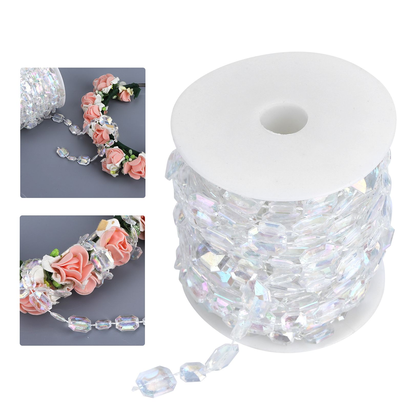 10m Synthetic Bead Garland Rectangle Iridescent Decoration String for Wedding view 10