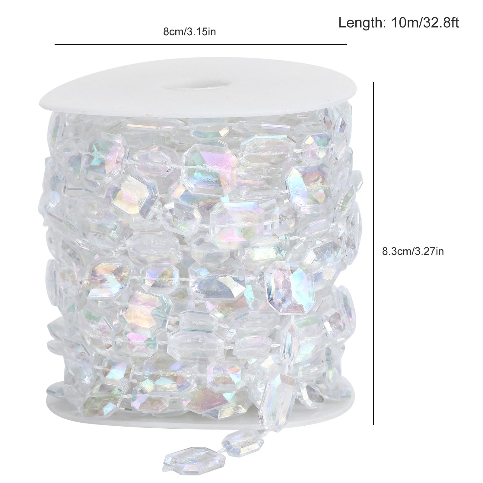 10m Synthetic Bead Garland Rectangle Iridescent Decoration String for Wedding view 12