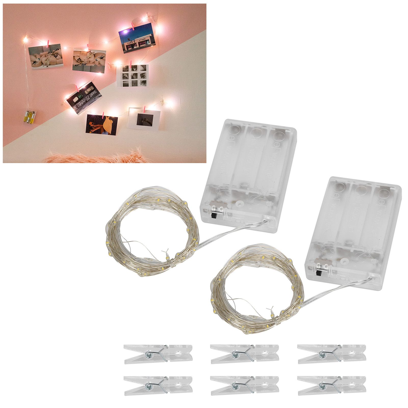 Photo Clip String Lights Christmas Decorative String Lights with 80 Clips for view 10