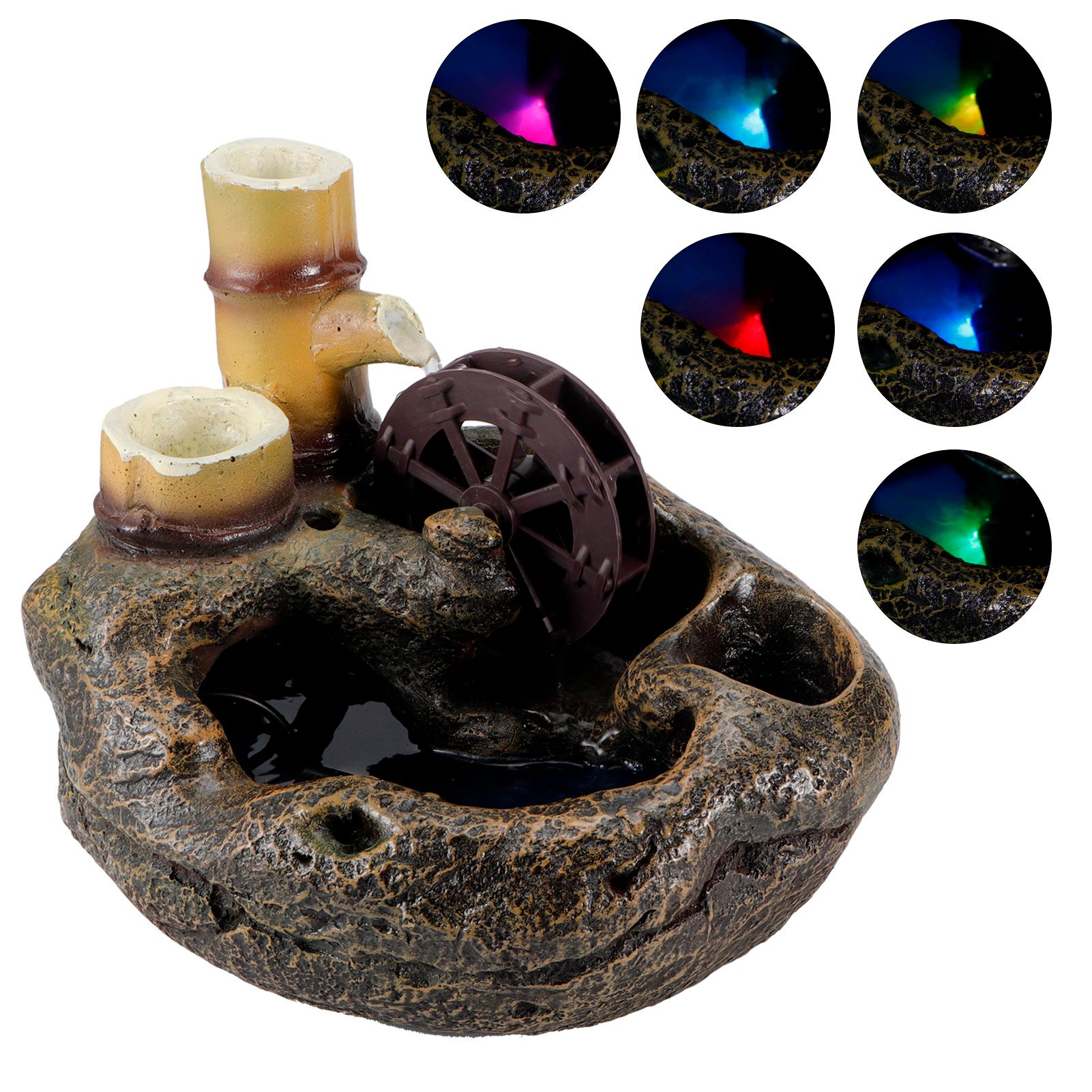 LED Desktop Fountain Flowing Water DIY Micro Potted Landscape Home Office view 8