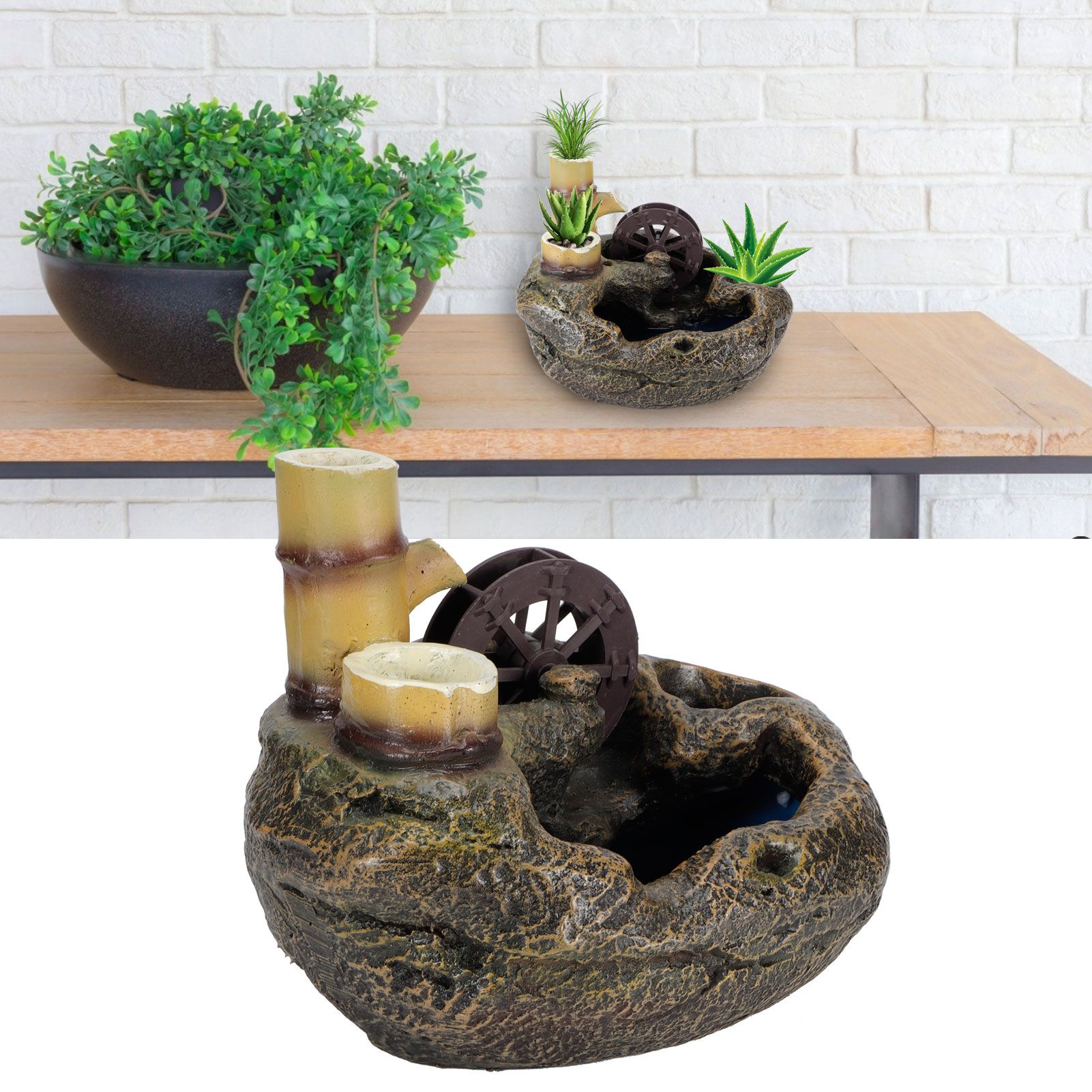 LED Desktop Fountain Flowing Water DIY Micro Potted Landscape Home Office view 9