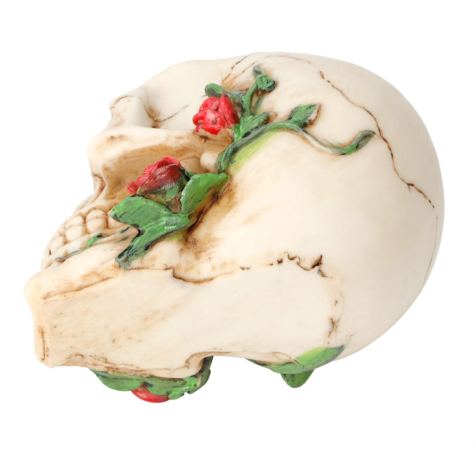 Horrible Resin Skull Skeleton with Rose Flower Crafts for Halloween Festive view 11