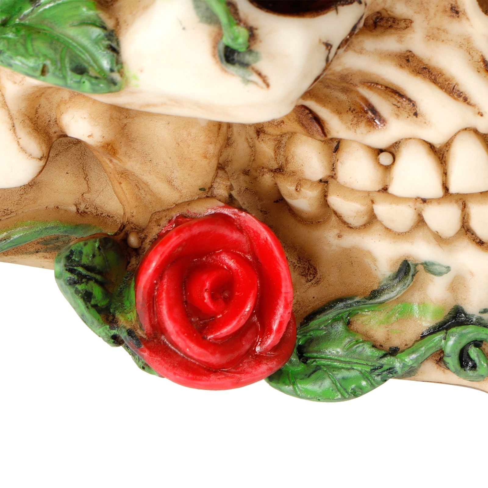 Horrible Resin Skull Skeleton with Rose Flower Crafts for Halloween Festive view 12