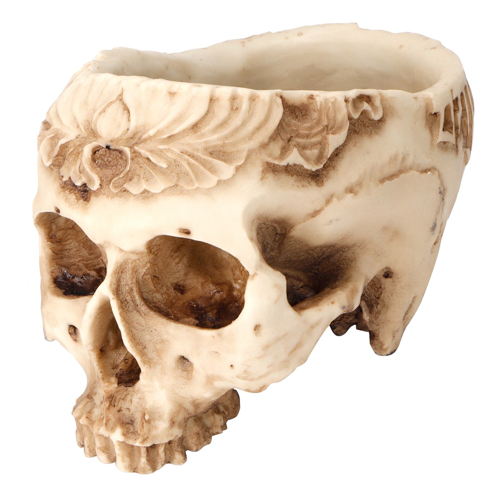 Skull Flower Pot Planters Resin Craftworks Personalized Home Furnishings Bar view 3