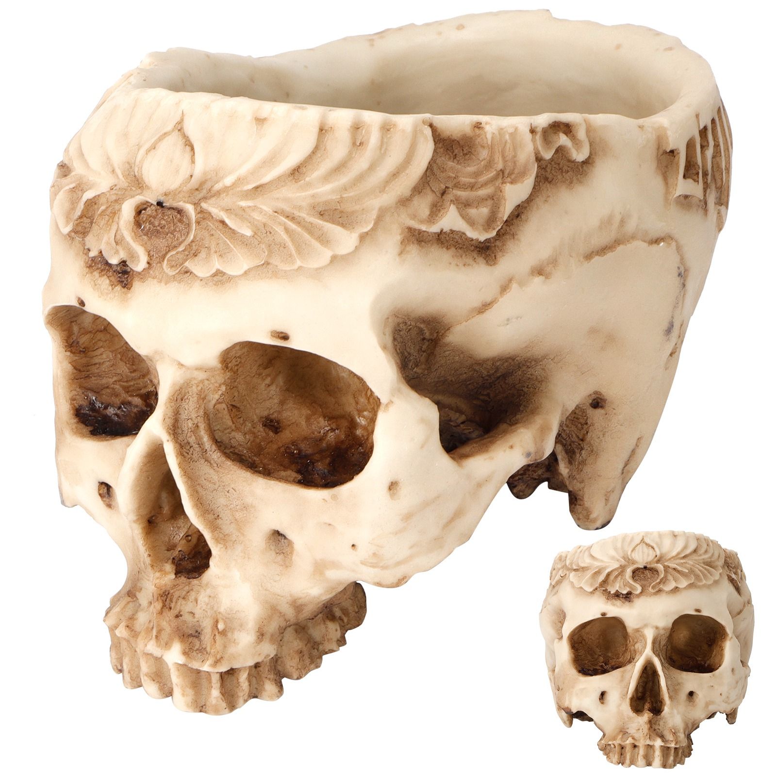 Skull Flower Pot Planters Resin Craftworks Personalized Home Furnishings Bar view 6