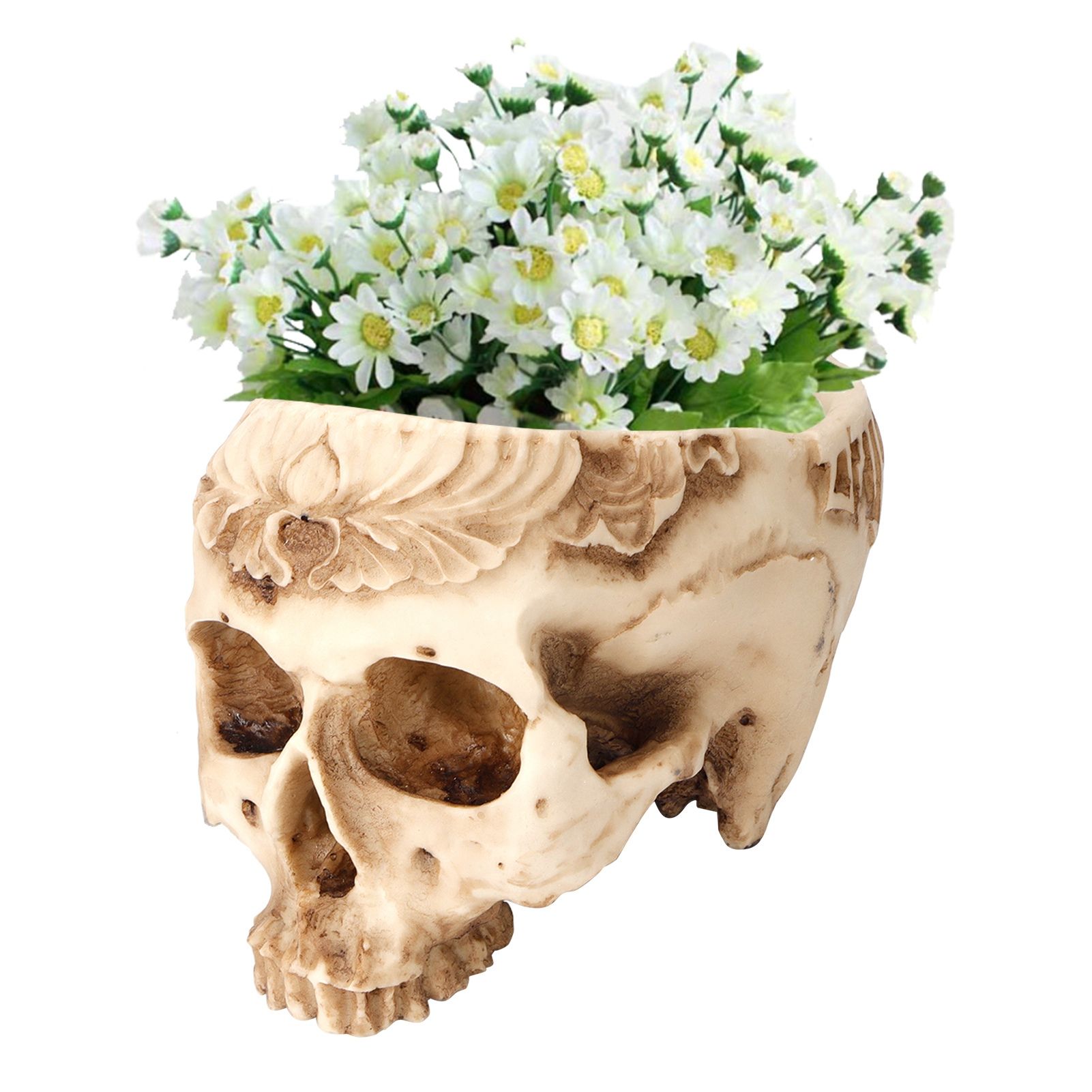 Skull Flower Pot Planters Resin Craftworks Personalized Home Furnishings Bar view 10