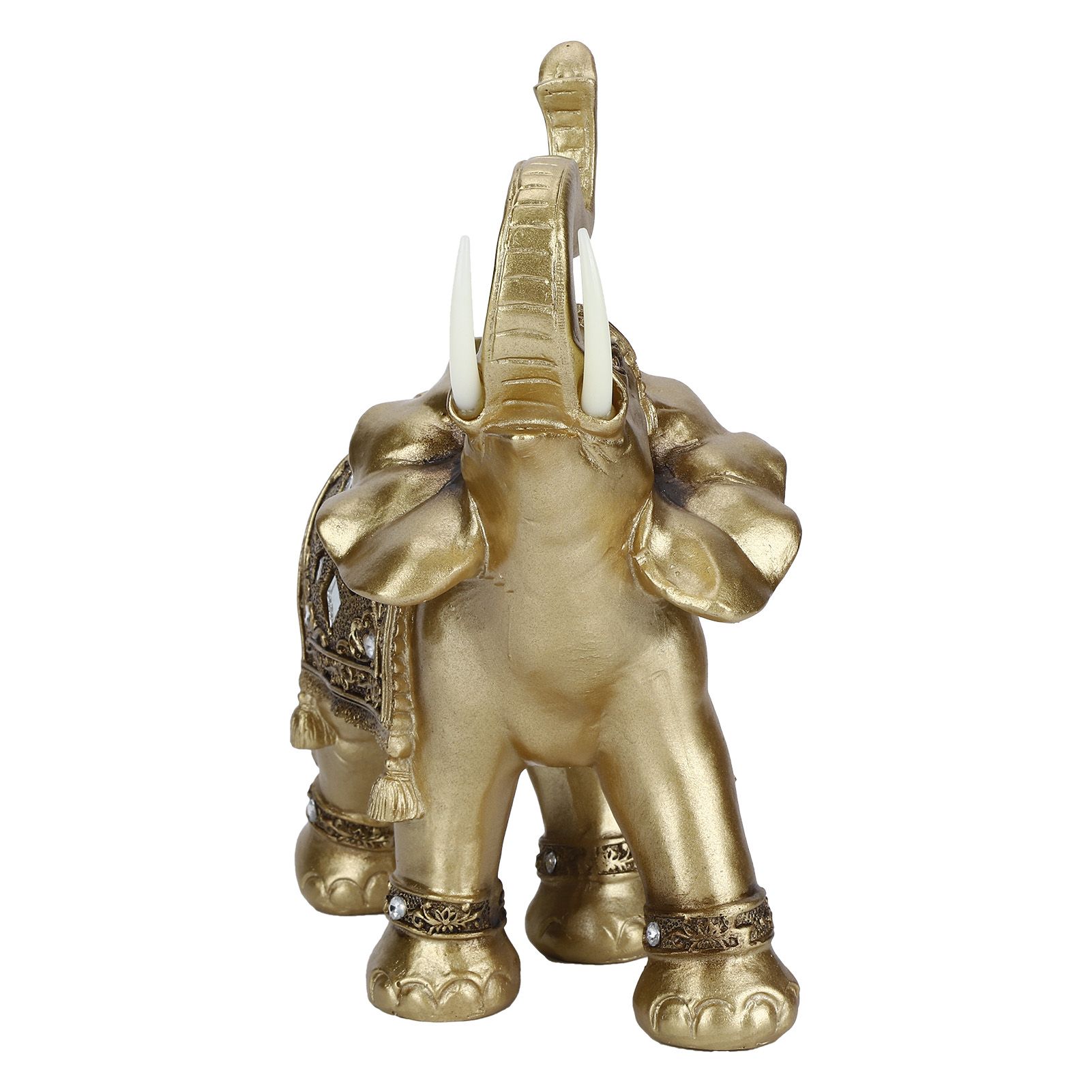 Golden Resin Elegant Elephant Statue Figurine Crafts Feng Shui Ornaments for view 3