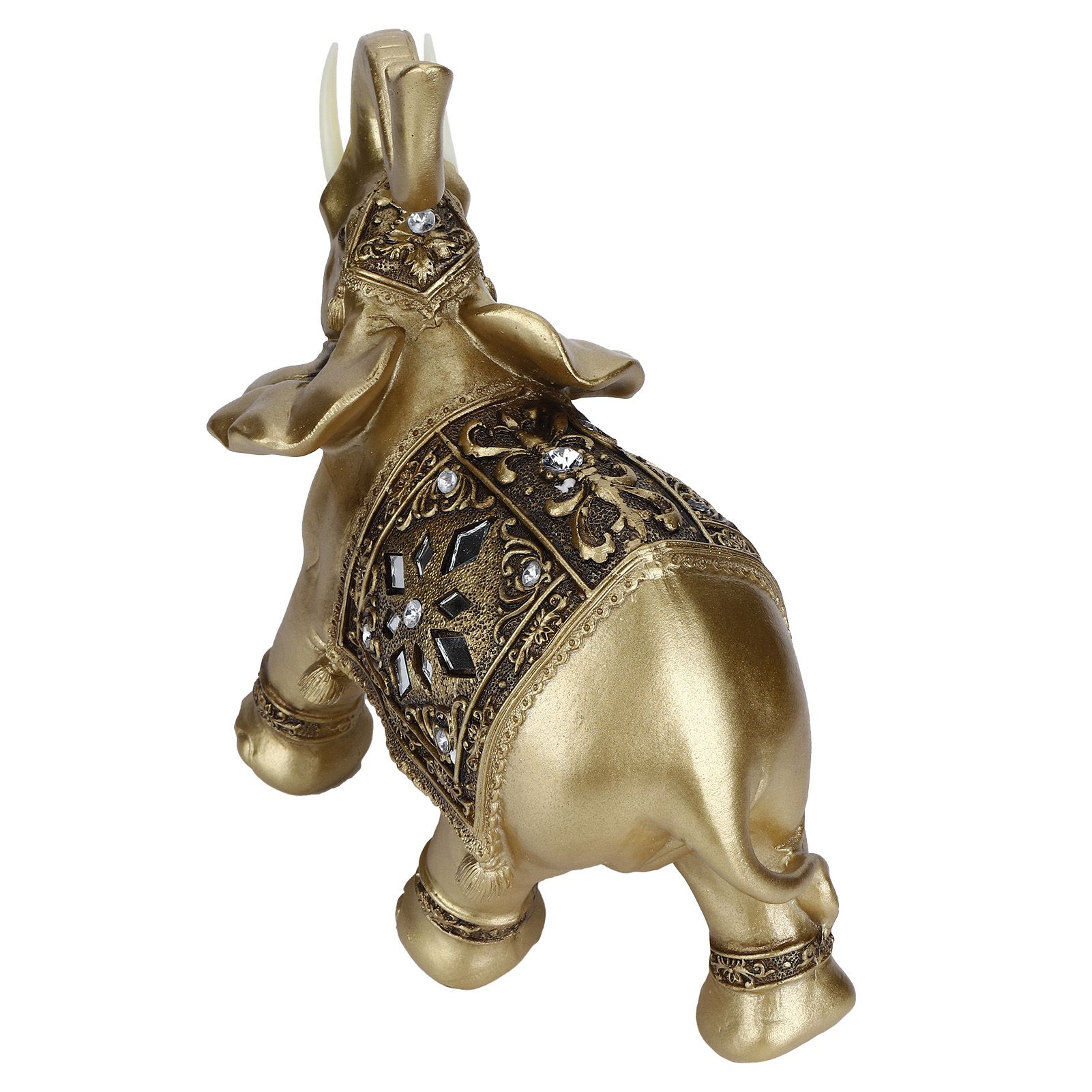Golden Resin Elegant Elephant Statue Figurine Crafts Feng Shui Ornaments for view 4
