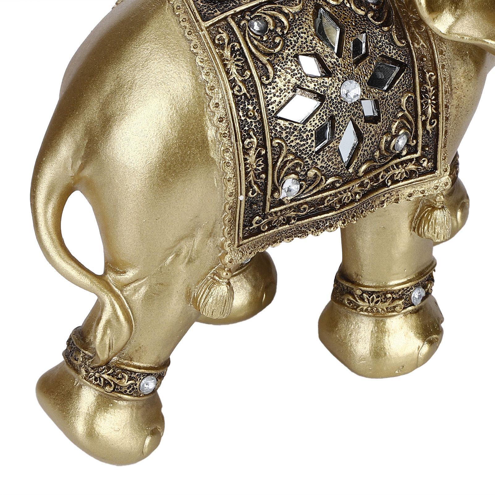 Golden Resin Elegant Elephant Statue Figurine Crafts Feng Shui Ornaments for view 11