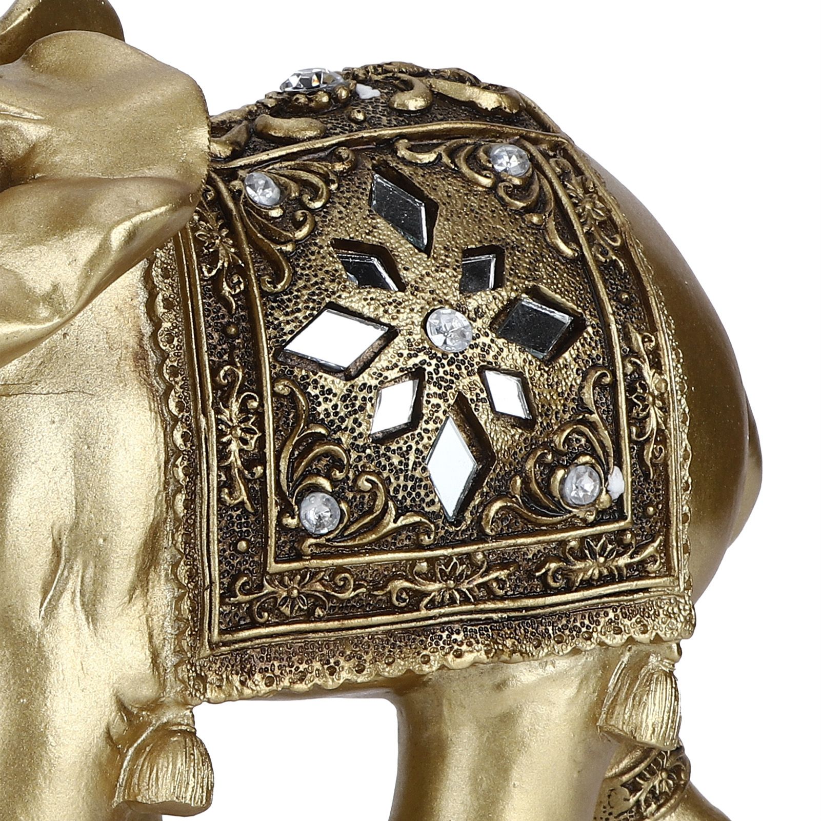 Golden Resin Elegant Elephant Statue Figurine Crafts Feng Shui Ornaments for view 12