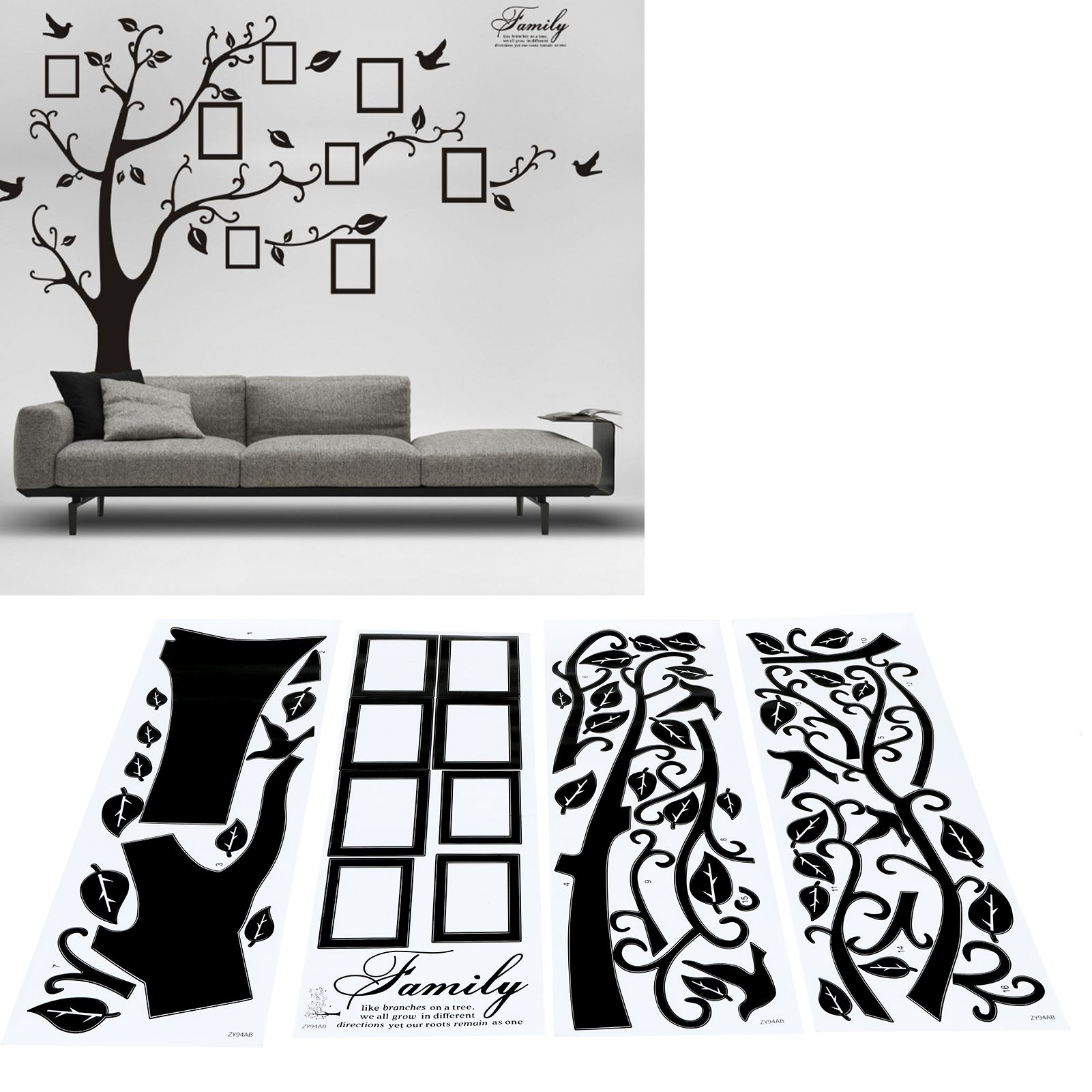 DIY Family Photo Frame Tree Wall Sticker Home Decor Living Room Bedroom Home view 9