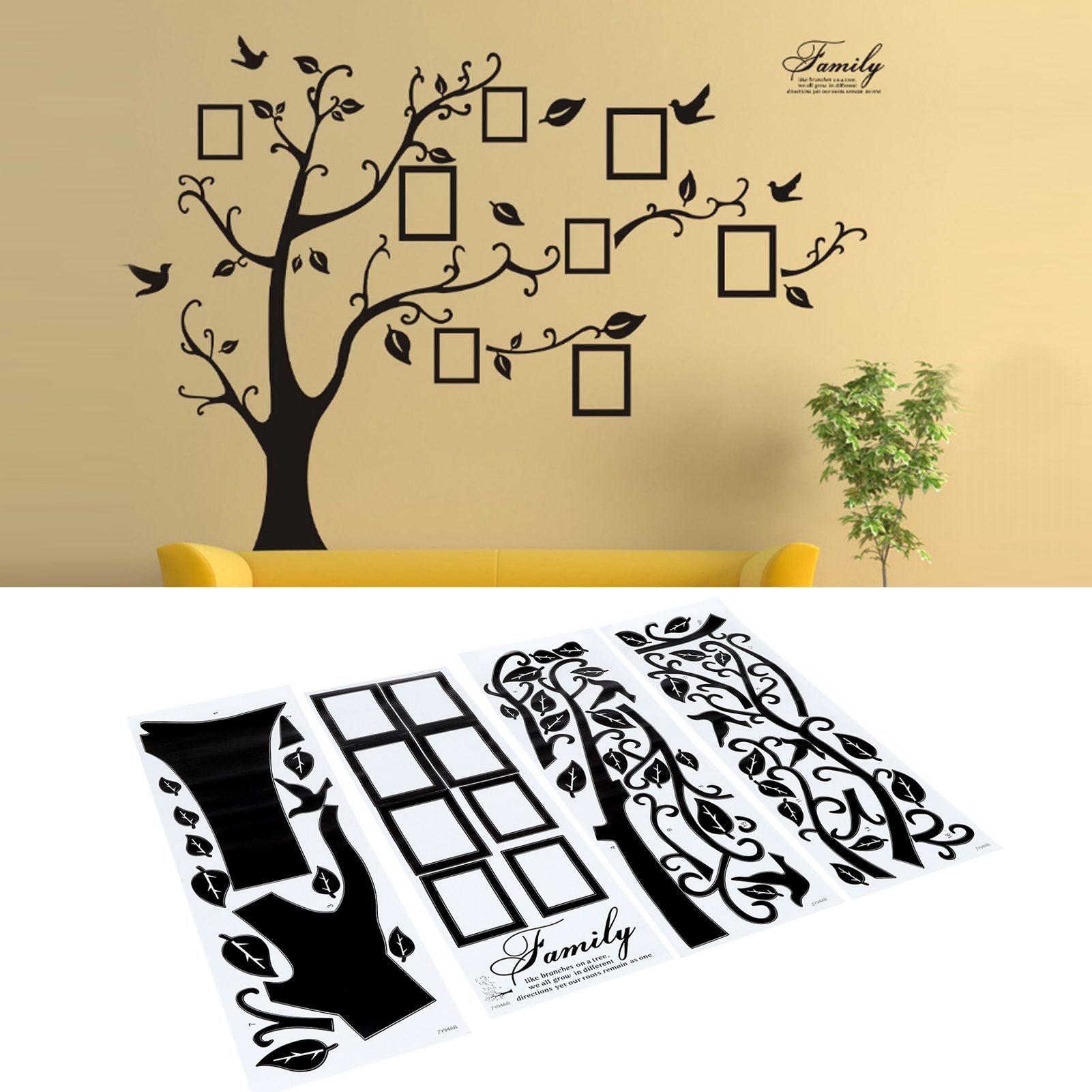 DIY Family Photo Frame Tree Wall Sticker Home Decor Living Room Bedroom Home view 10