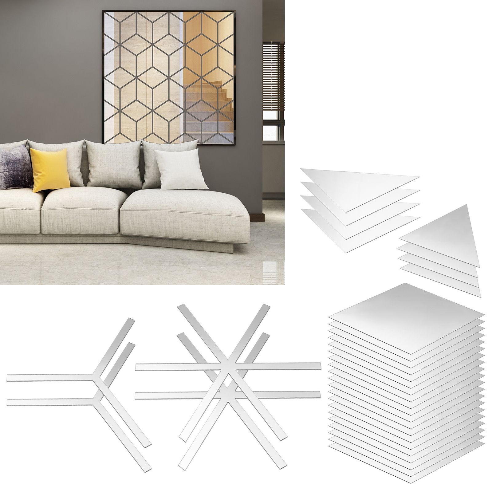 DIY Mirror Wall Sticker Acrylic Wall Decals for Home Living Room Bedroom view 9