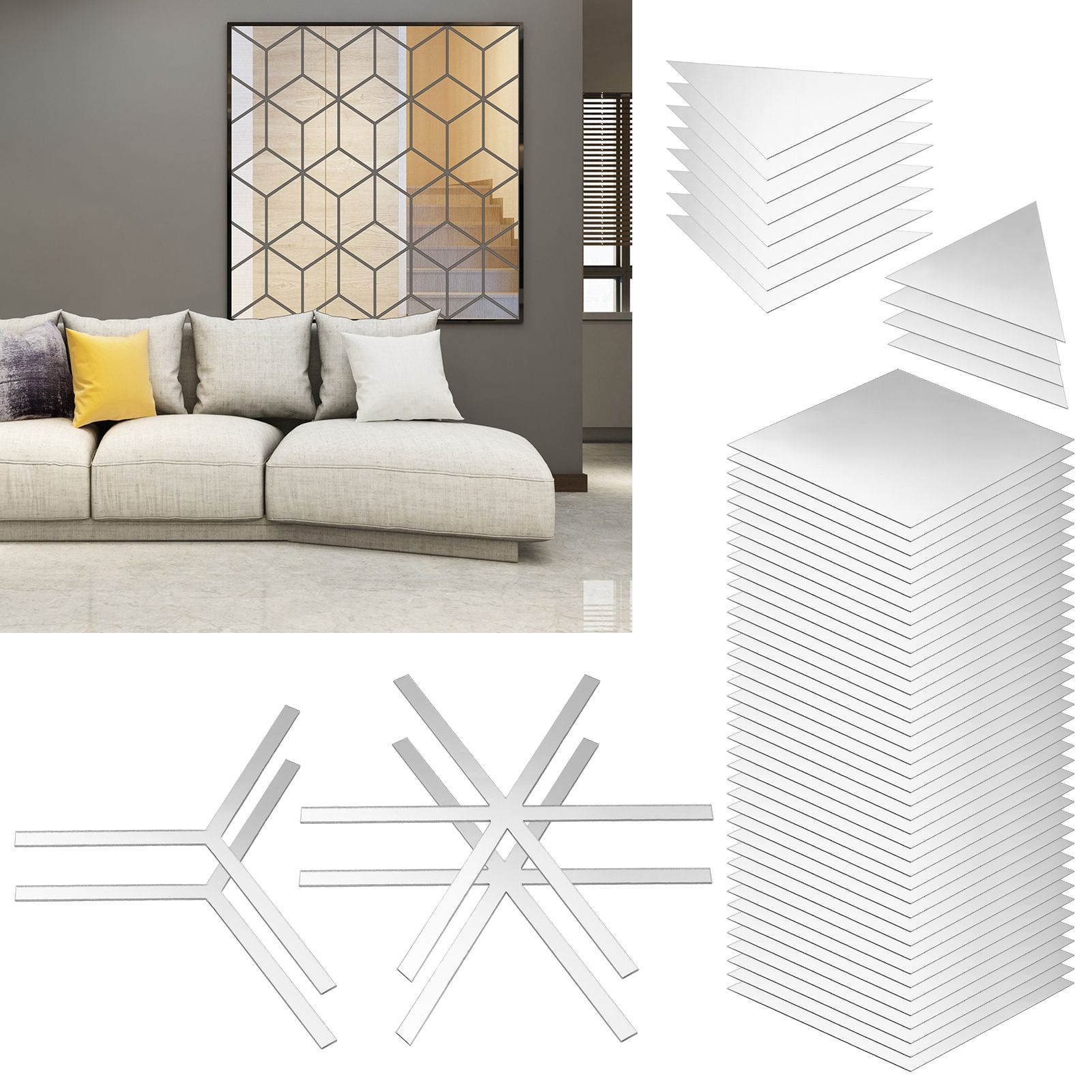 DIY Mirror Wall Sticker Acrylic Wall Decals for Home Living Room Bedroom view 9