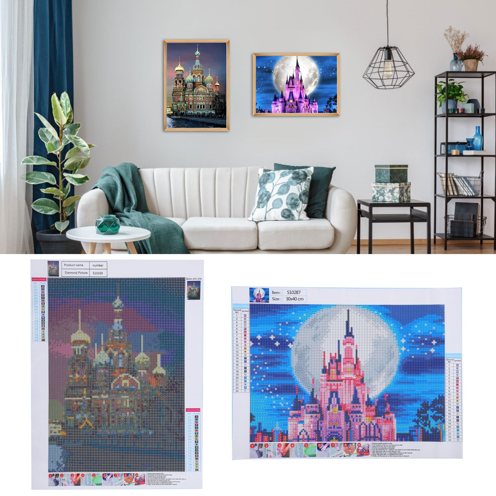 DIY Diamond Painting Kit Castle Embroidery Arts Craft Picture for Home Wall Decor view 9