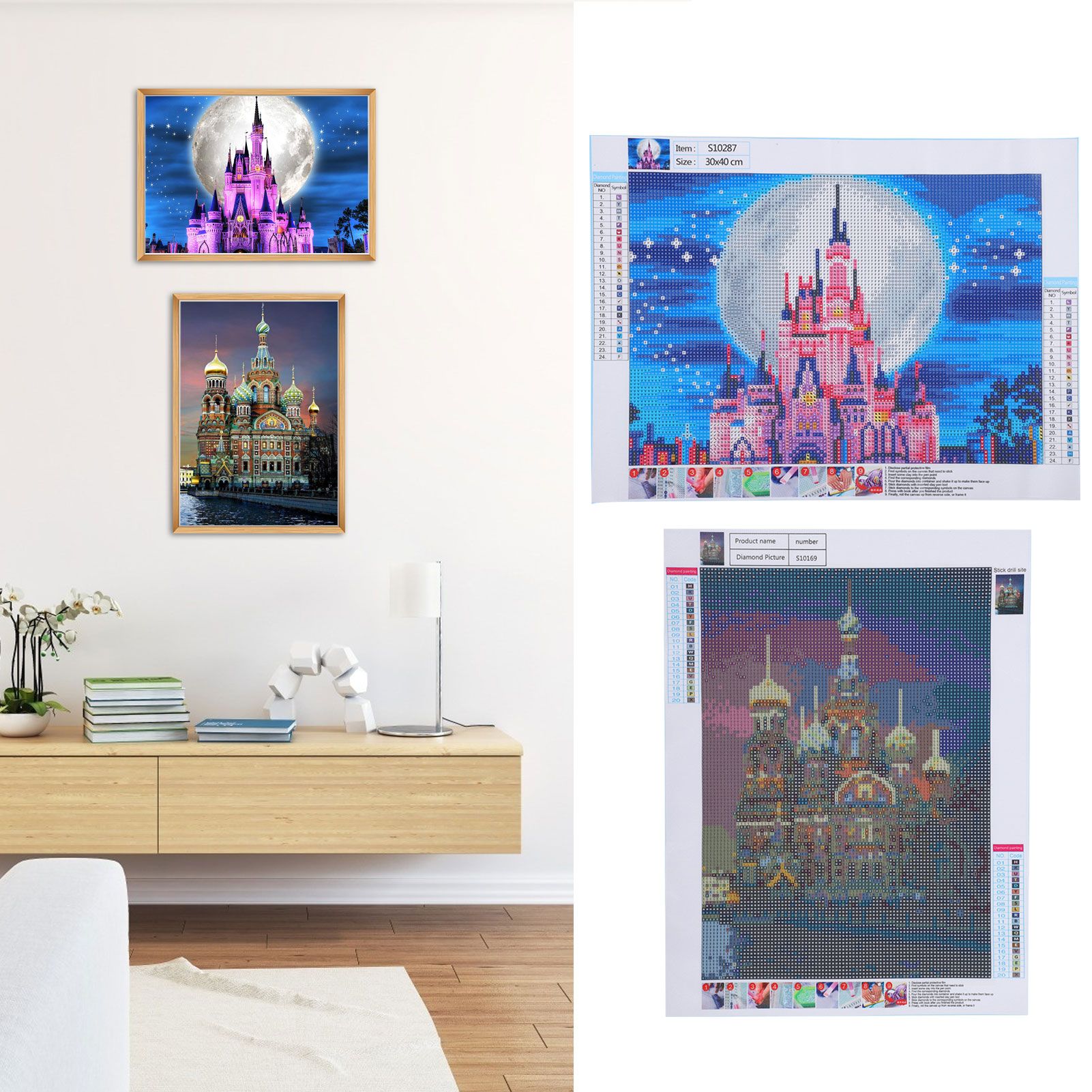 DIY Diamond Painting Kit Castle Embroidery Arts Craft Picture for Home Wall Decor view 10