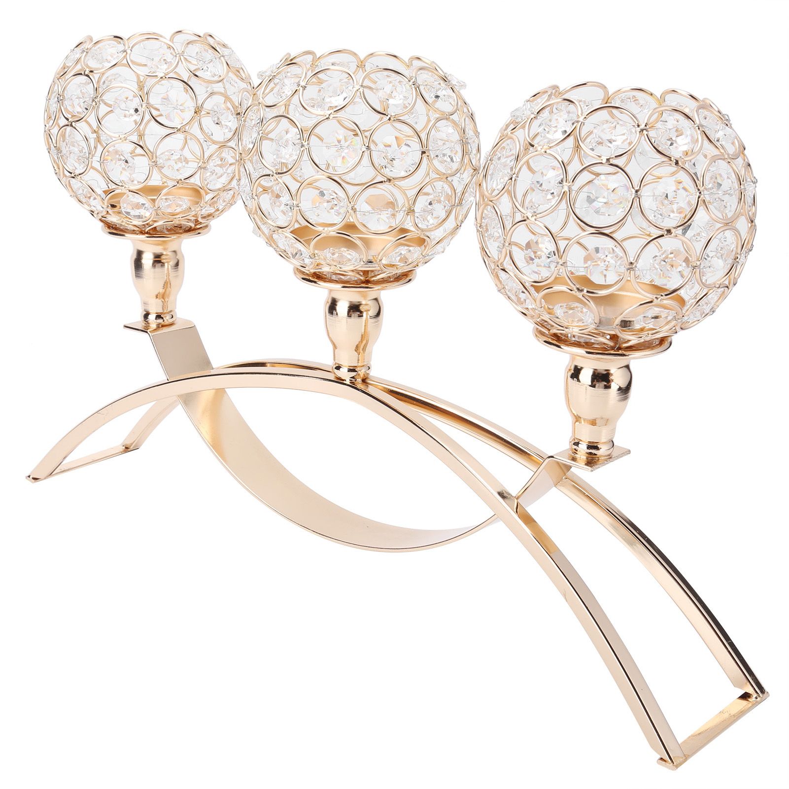 Crystal Candlestick Golden Candle Holders Ornaments for Home Party Table view 5