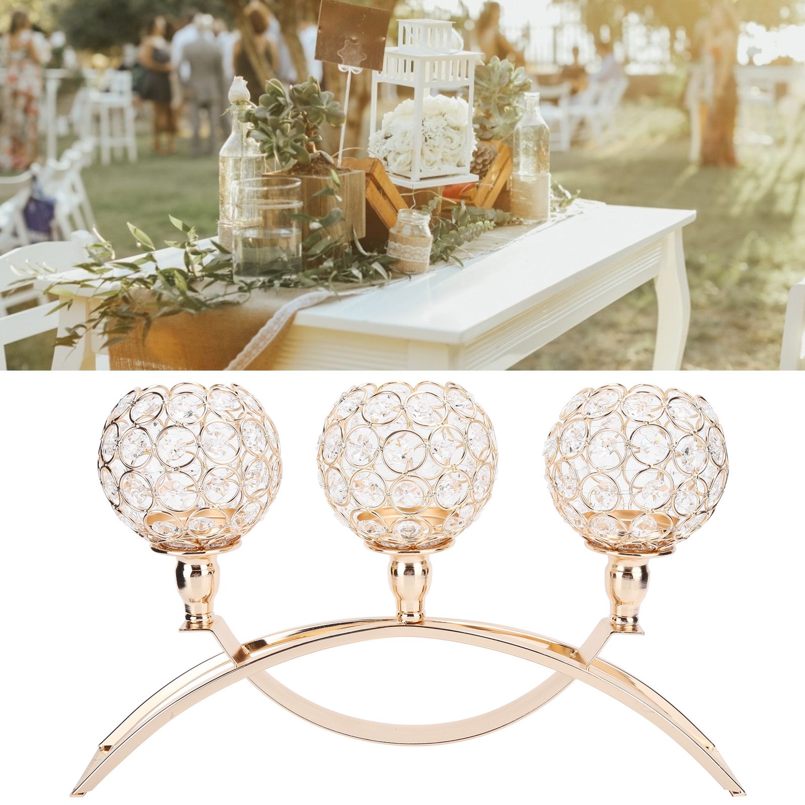 Crystal Candlestick Golden Candle Holders Ornaments for Home Party Table view 9