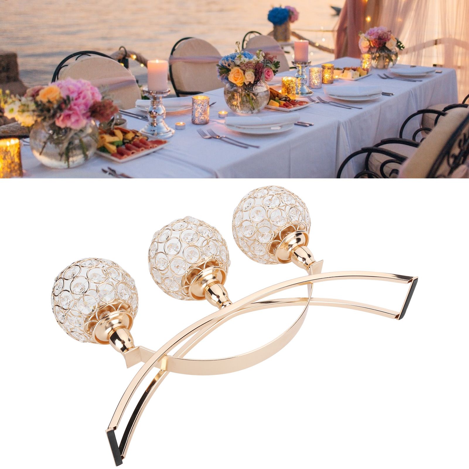 Crystal Candlestick Golden Candle Holders Ornaments for Home Party Table view 10