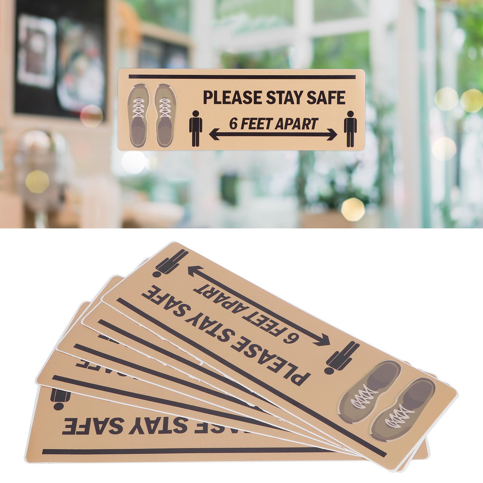 2Set Floor Sticker Safety Distance Sign Marker Warning Decal for Store view 9