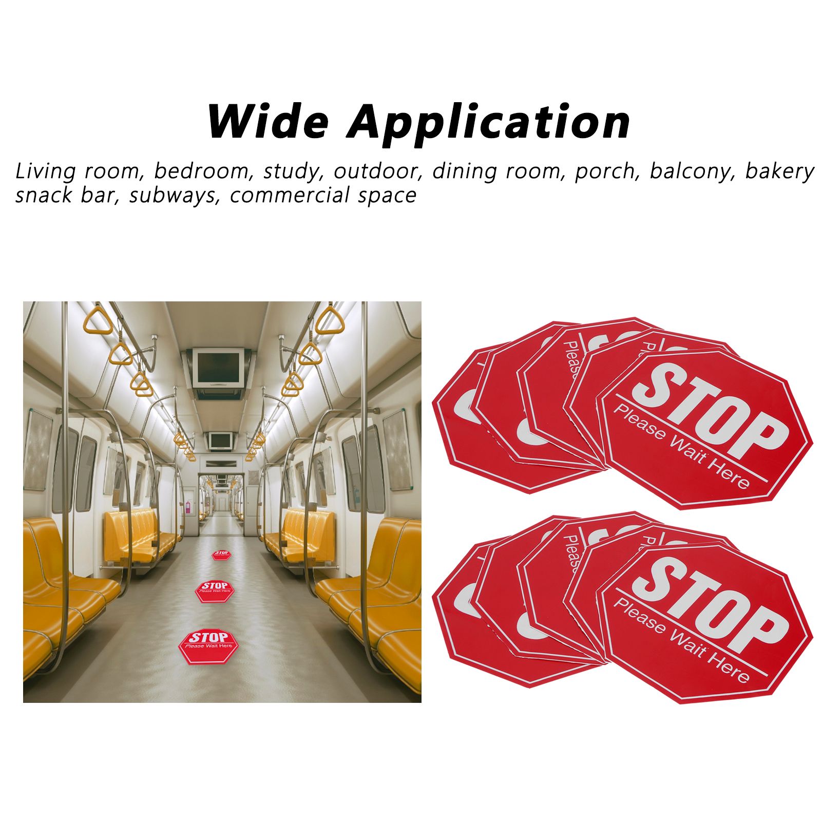 2 Set Floor Stop Sign Sticker Safety Distancing Floor Marker Warning Decal for view 12