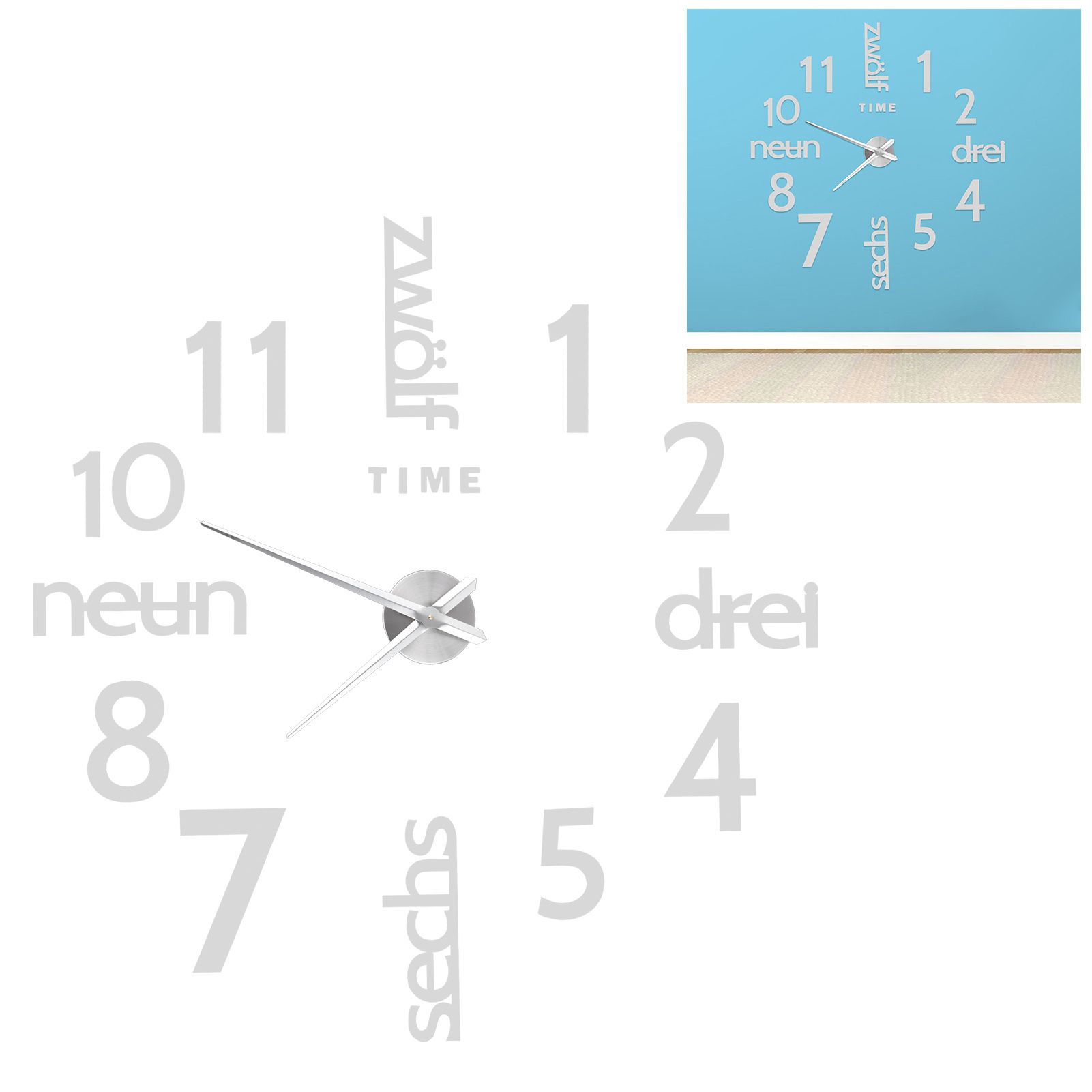 Household Decorative Wall Clock Mirror Surface Sticker Clock Kitchen Living view 9