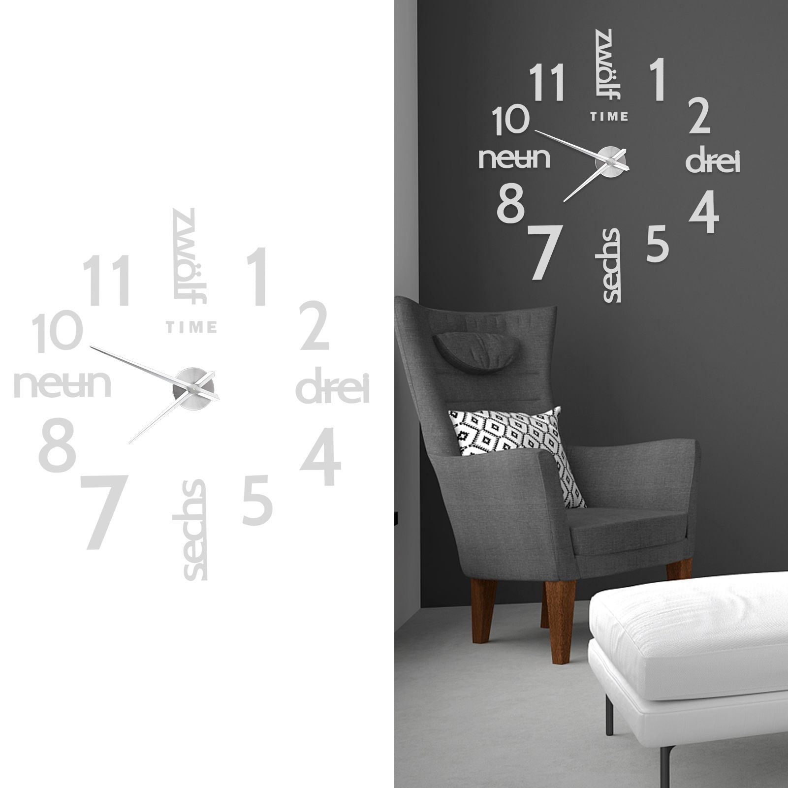 Household Decorative Wall Clock Mirror Surface Sticker Clock Kitchen Living view 10