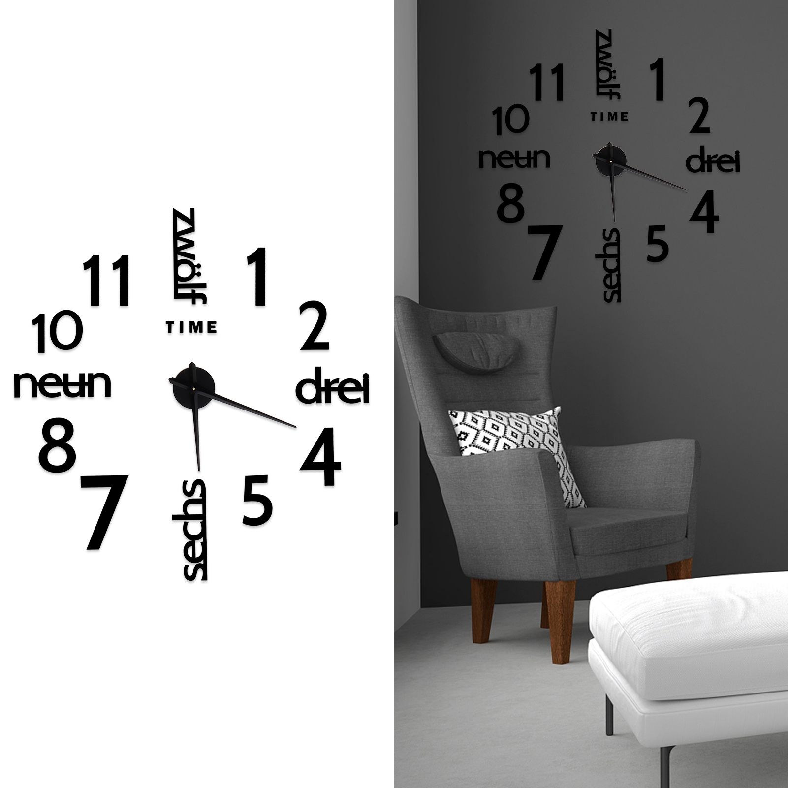 Household Decorative Wall Clock Mirror Surface Sticker Clock Kitchen Living view 9