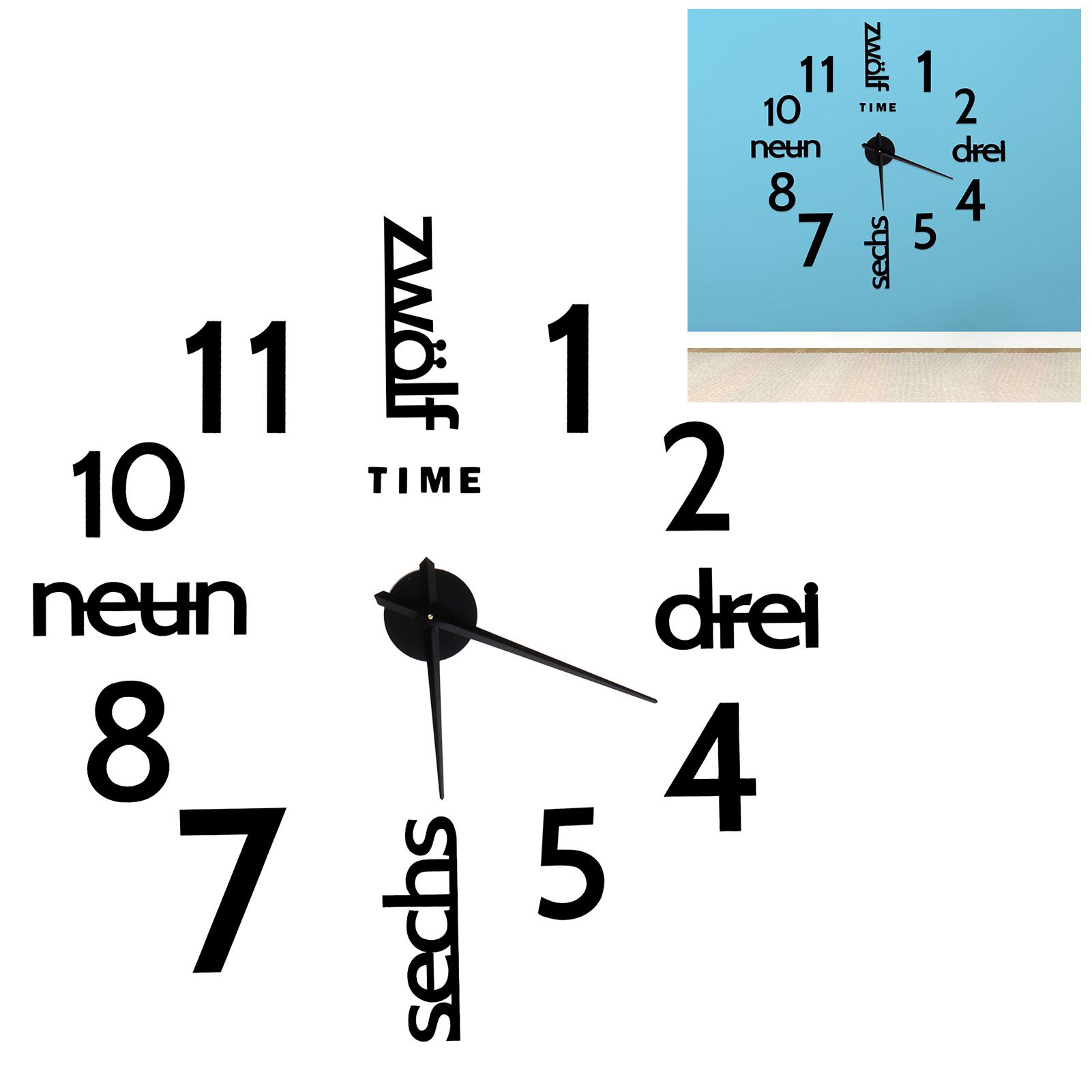 Household Decorative Wall Clock Mirror Surface Sticker Clock Kitchen Living view 10