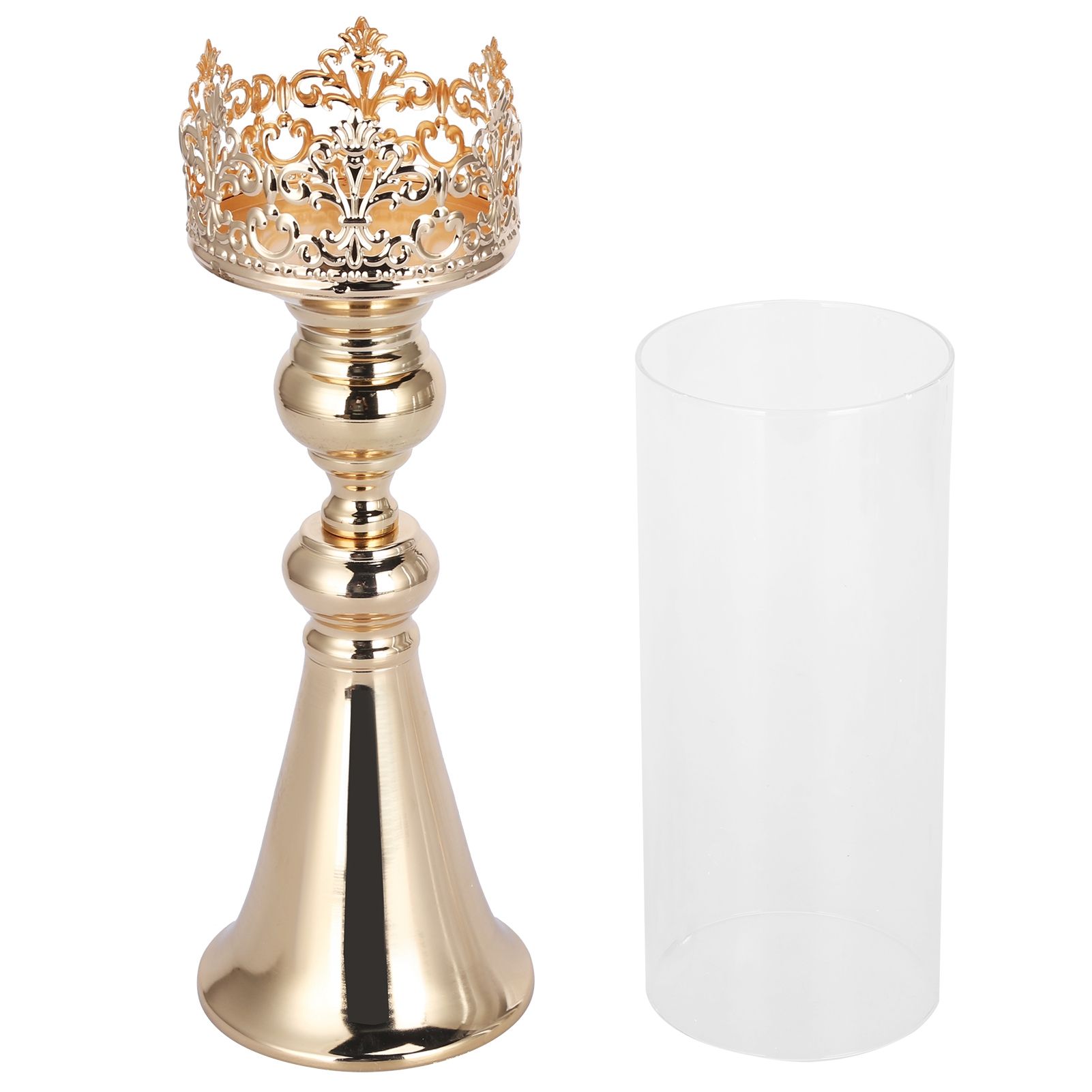 Candle Holder Ornament European Style Wrought Iron Glass Candlestick Wedding view 2