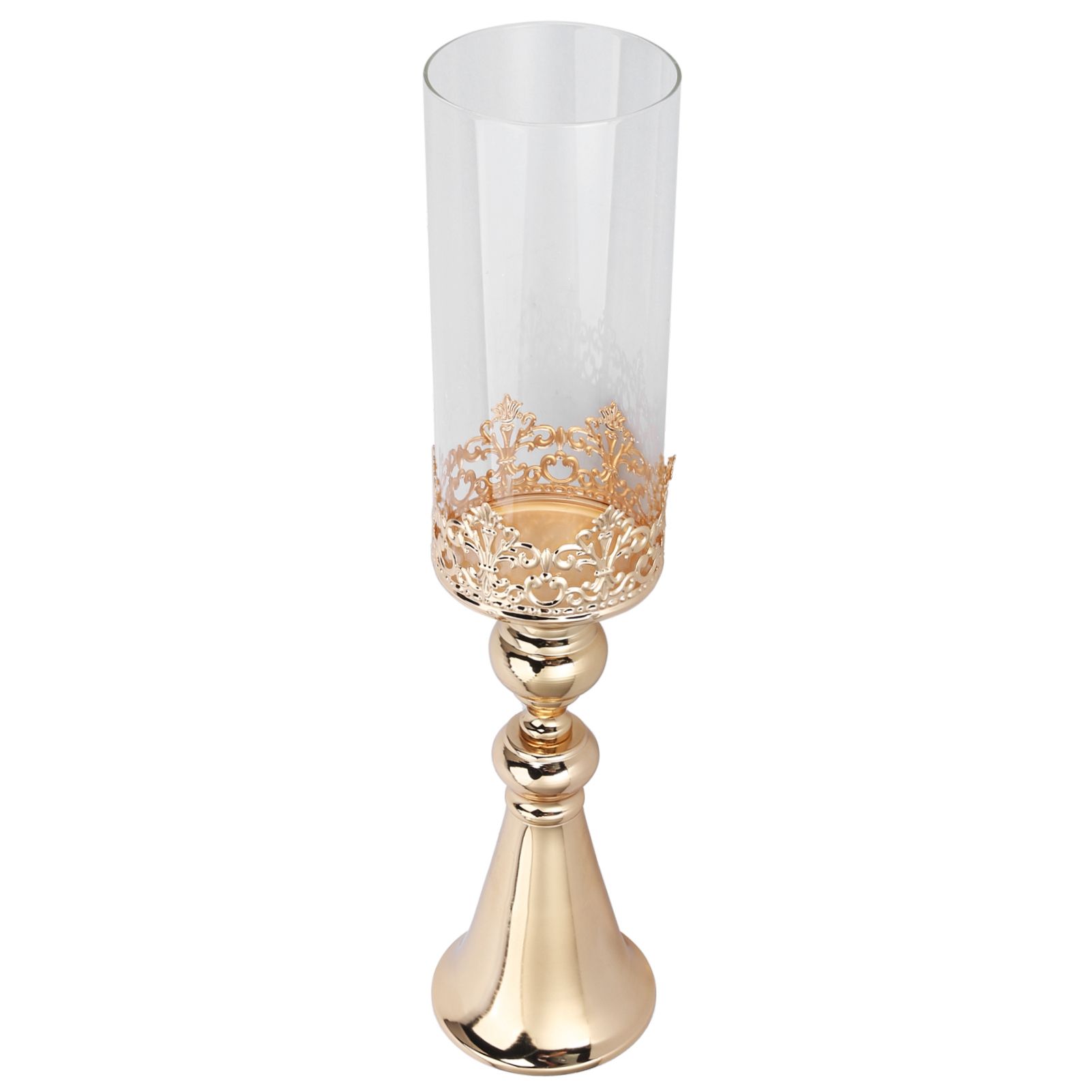 Candle Holder Ornament European Style Wrought Iron Glass Candlestick Wedding view 5