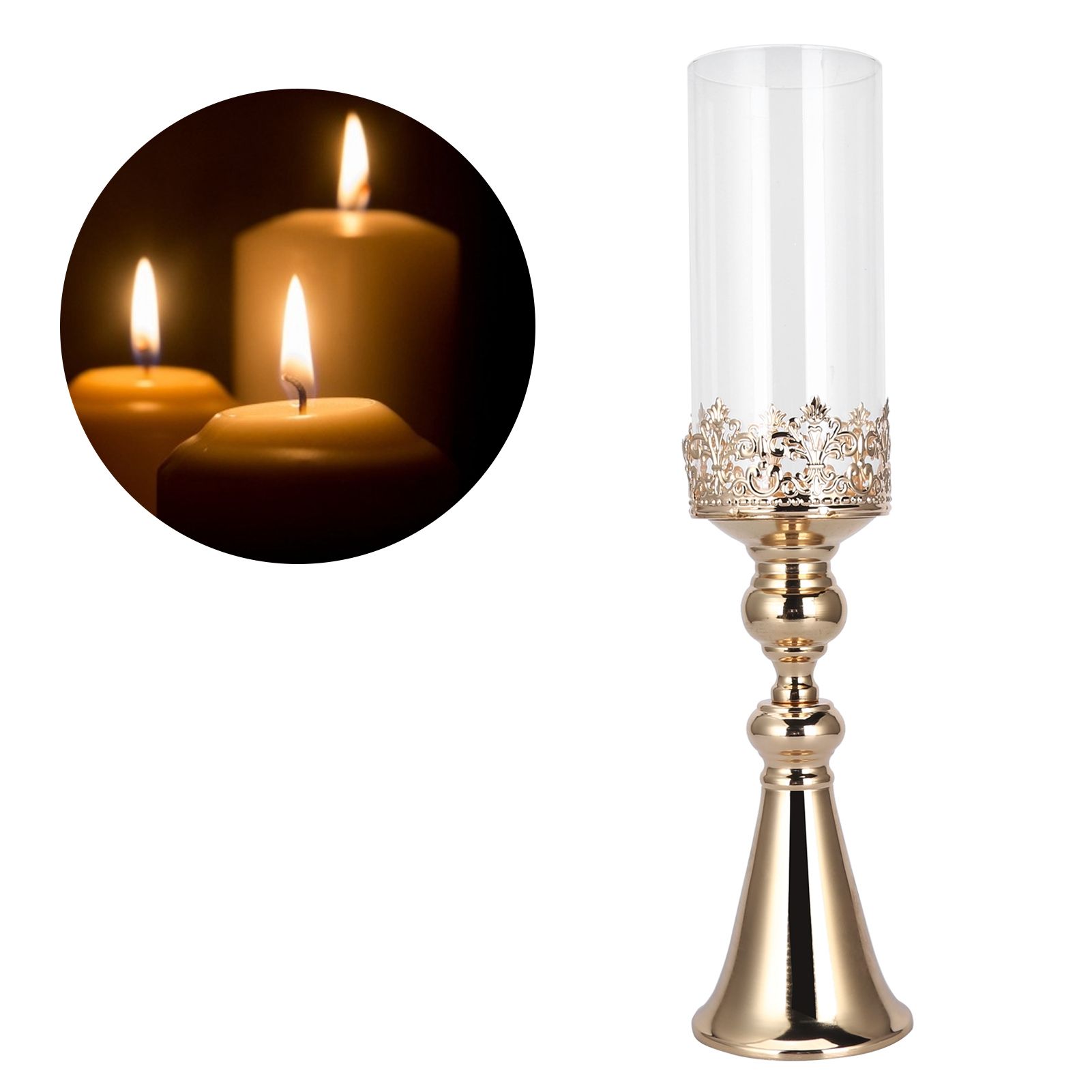 Candle Holder Ornament European Style Wrought Iron Glass Candlestick Wedding view 9