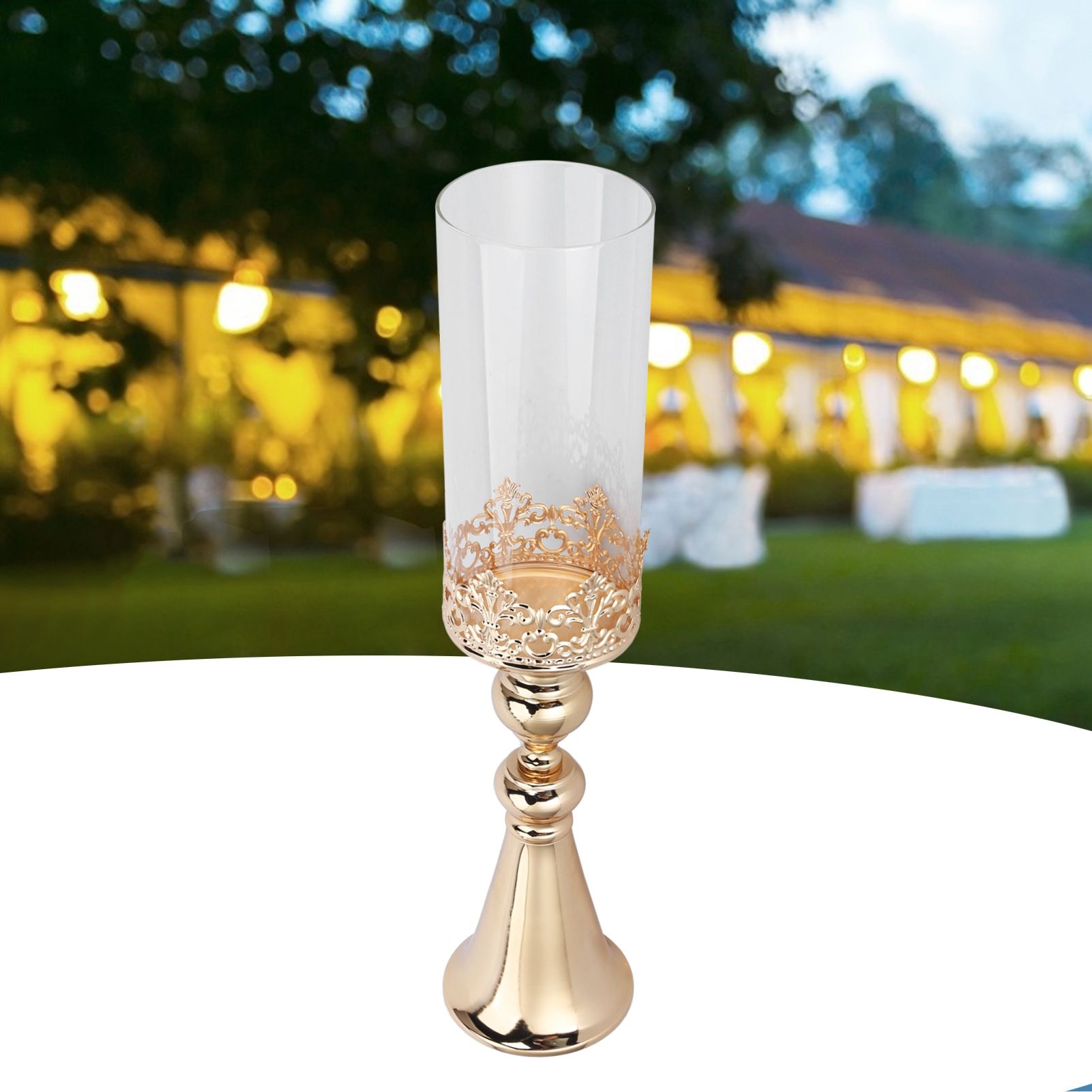 Candle Holder Ornament European Style Wrought Iron Glass Candlestick Wedding view 10