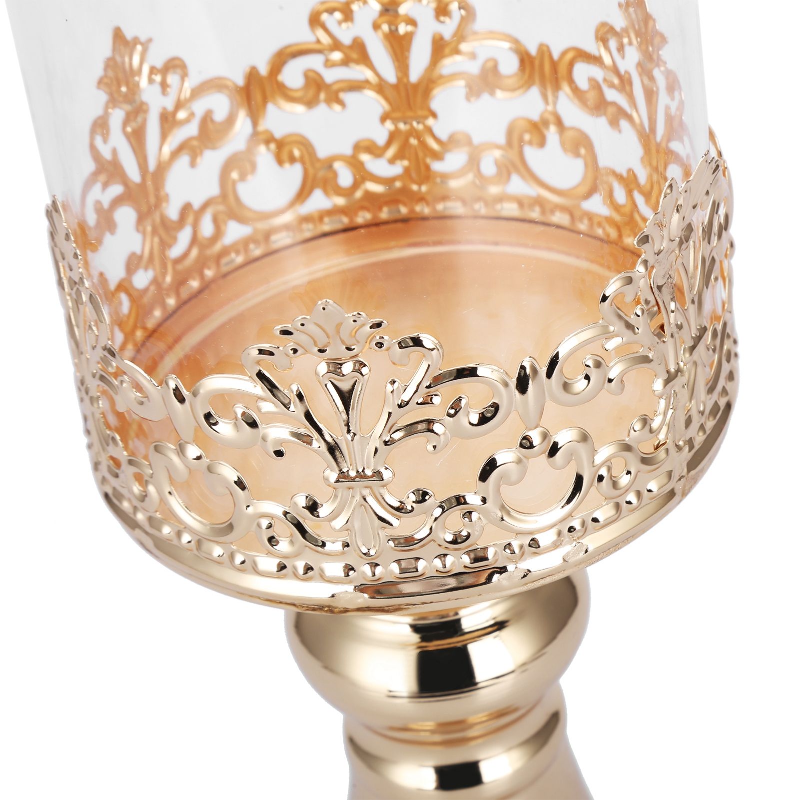 Candle Holder Ornament European Style Wrought Iron Glass Candlestick Wedding view 12