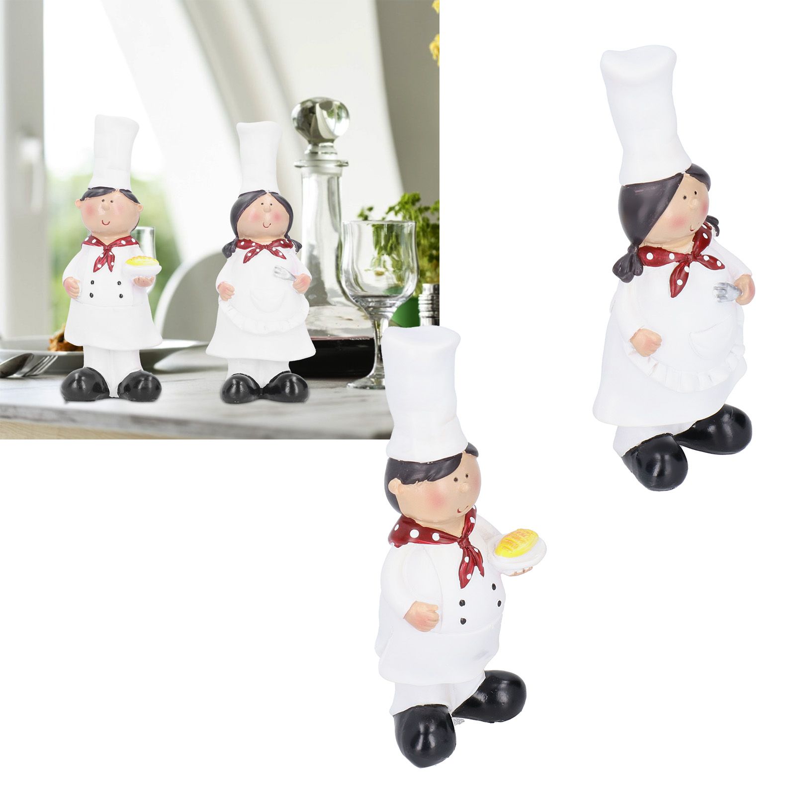 Resin Couple Chef Figurine Sculptures Statues Decor Kitchen Bar Cabinet Bakery view 9