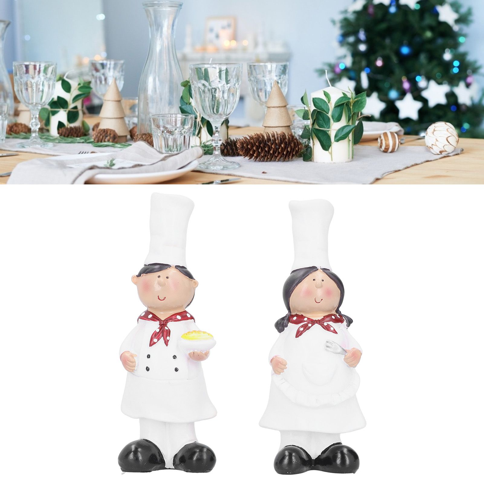 Resin Couple Chef Figurine Sculptures Statues Decor Kitchen Bar Cabinet Bakery view 10