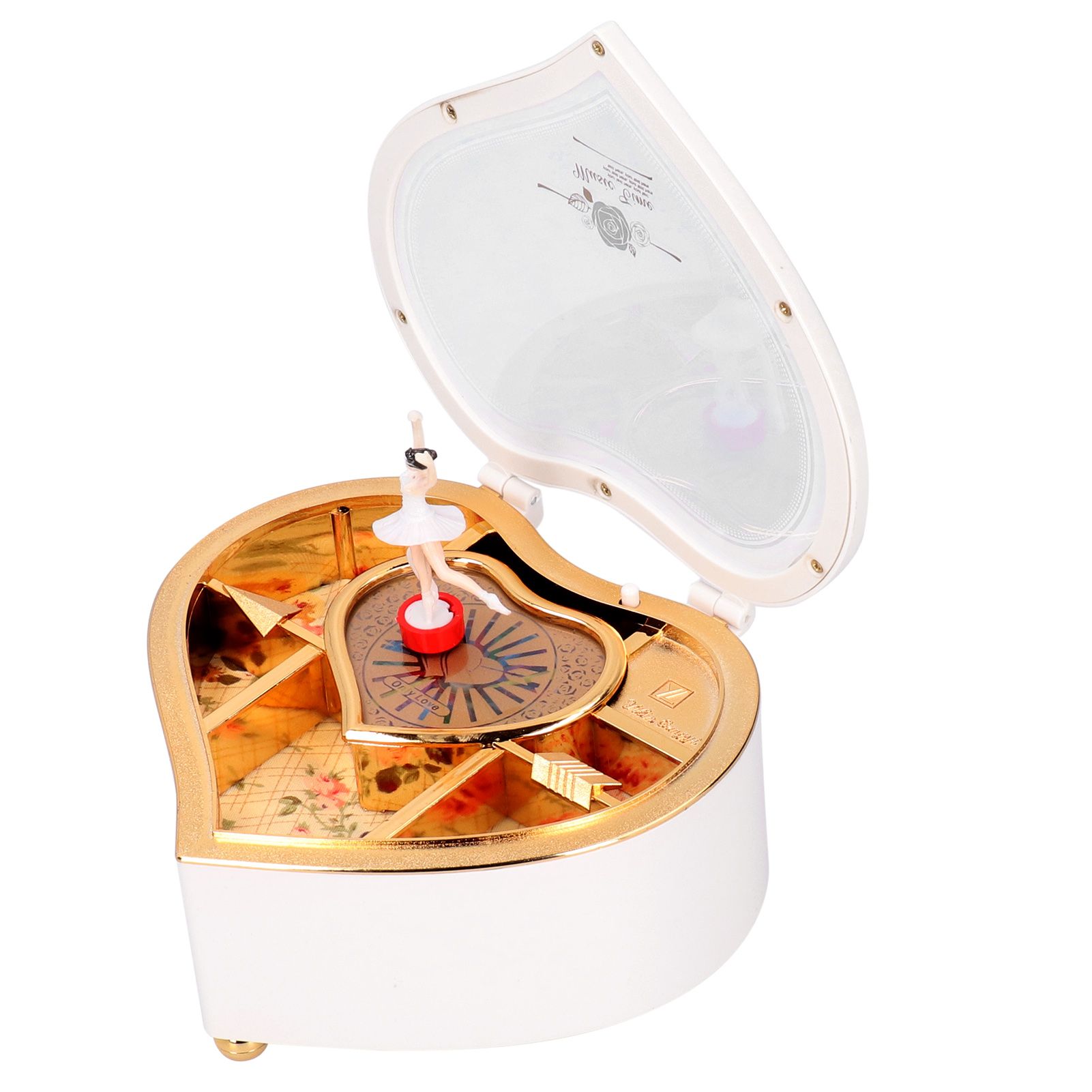Music Box with Rotating Dancing Ballet Girl Cartoon HeartShaped Ornaments Gift view 3