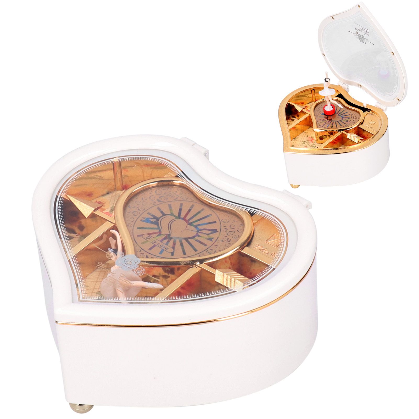 Music Box with Rotating Dancing Ballet Girl Cartoon HeartShaped Ornaments Gift view 8