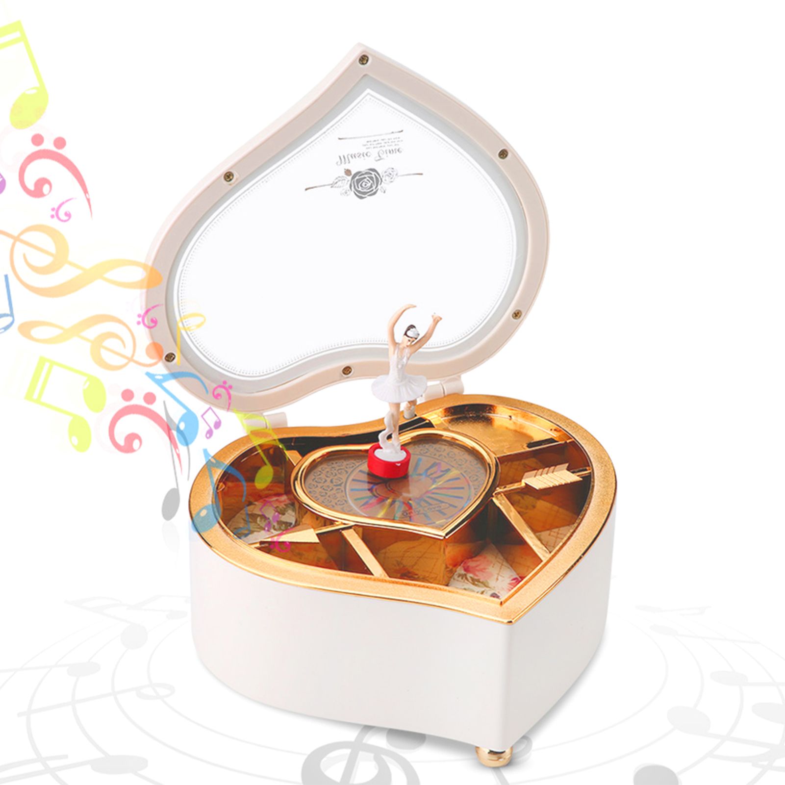 Music Box with Rotating Dancing Ballet Girl Cartoon HeartShaped Ornaments Gift view 9