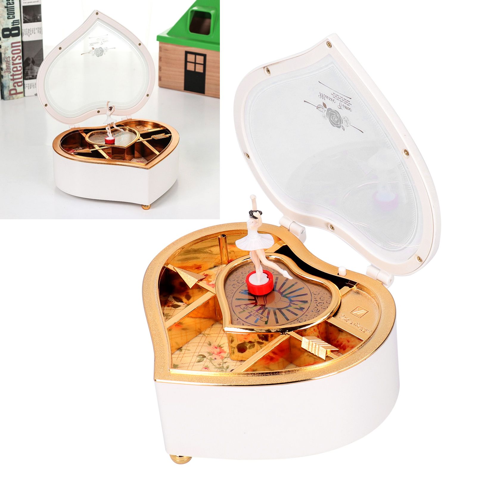 Music Box with Rotating Dancing Ballet Girl Cartoon HeartShaped Ornaments Gift view 10