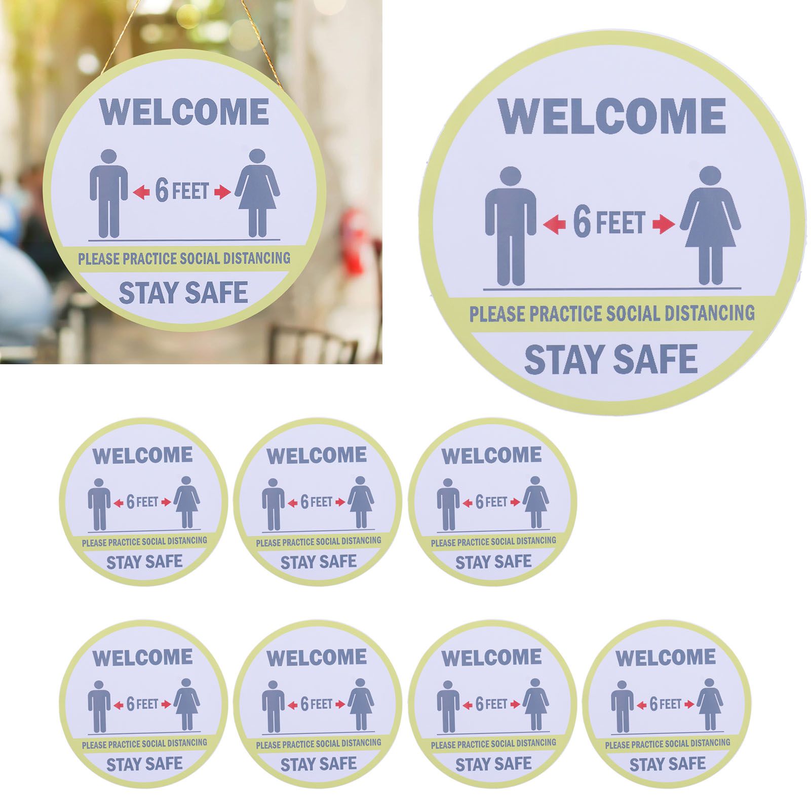 2 Sets Keep Distance Wall Sticker Shopping Mall Public Area Window Floor Wall view 9