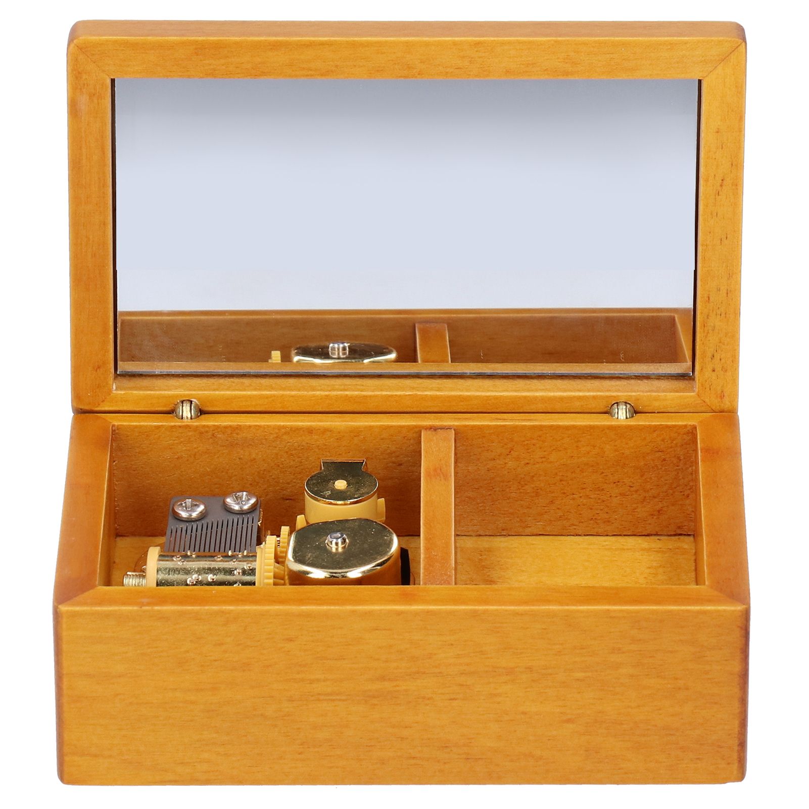 Wooden Decoration Musical Jewelry Storage Case with Mirror Desktop Music Box