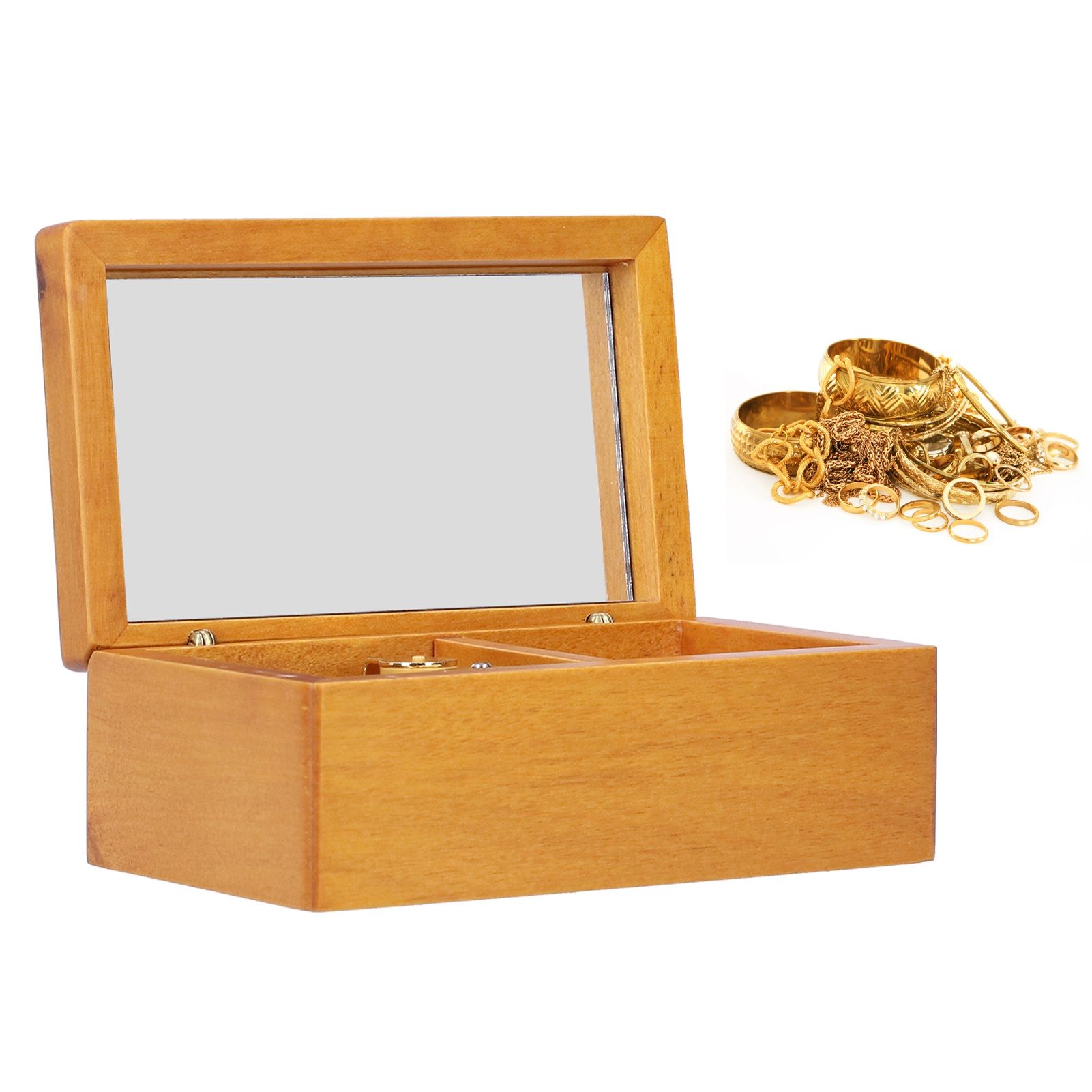 Wooden Decoration Musical Jewelry Storage Case with Mirror Desktop Music Box view 10